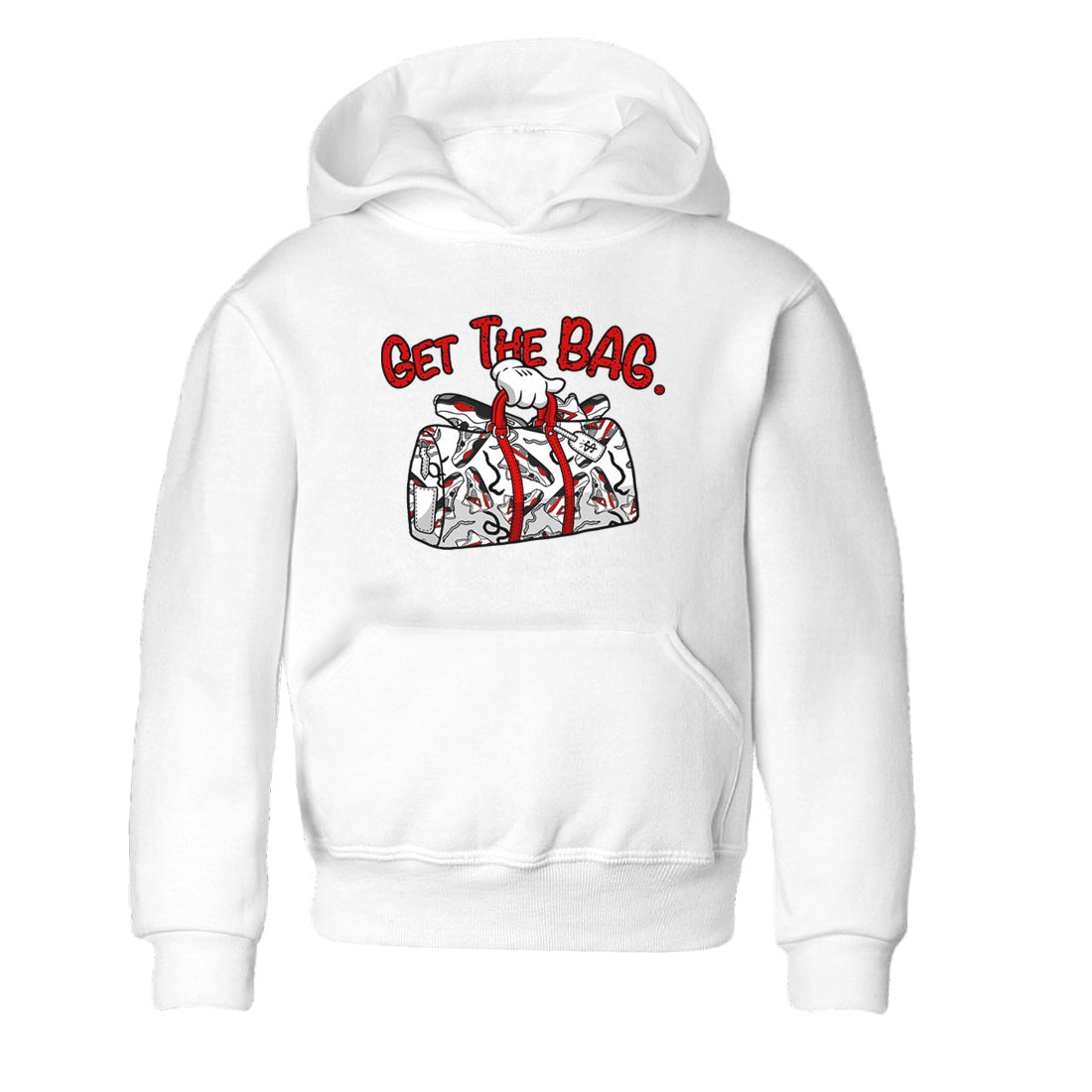 Jordan 4 Red Cement Tees Outfits Get The Bag Streetwear Sneaker Shirt Air Jordan 4 Red Cement Sneaker Release Tees Kids Shirts White 2
