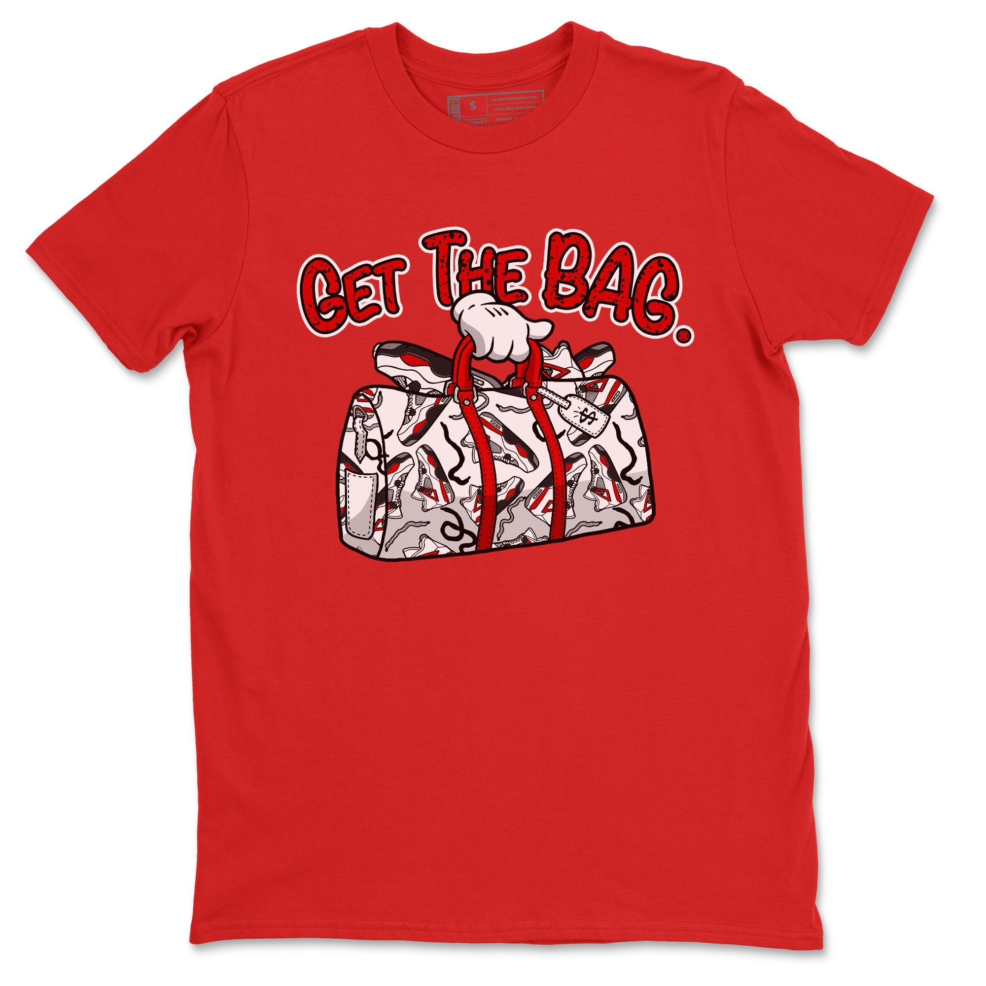 Jordan 4 Red Cement Tees Outfits Get The Bag Streetwear Sneaker Shirt Air Jordan 4 Red Cement Sneaker Release Tees Unisex Shirts Red 2