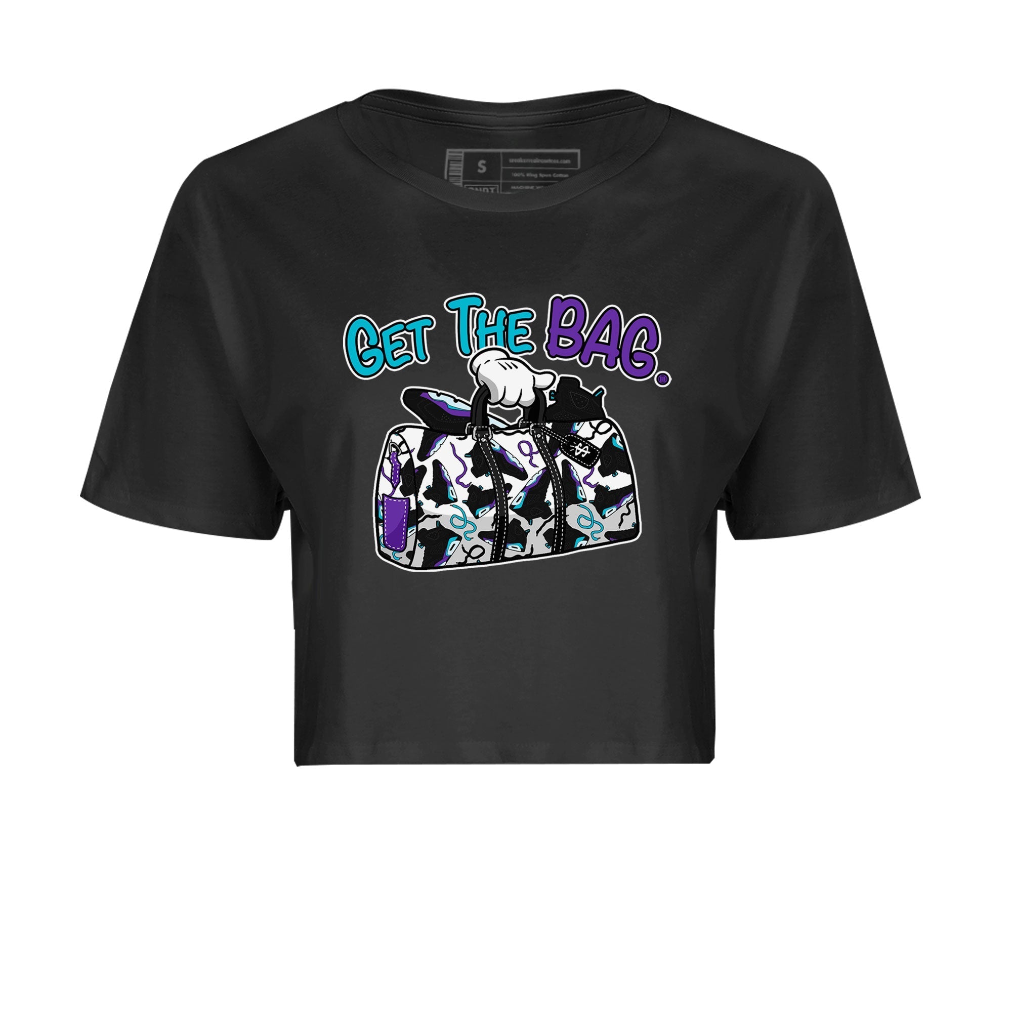 AJ6 Aqua Sneaker Match Tees Get The Bag Streetwear Sneaker Shirt Air Jordan 6 Aqua Drip Gear Zone Sneaker Matching Clothing Women's Shirts Black 2