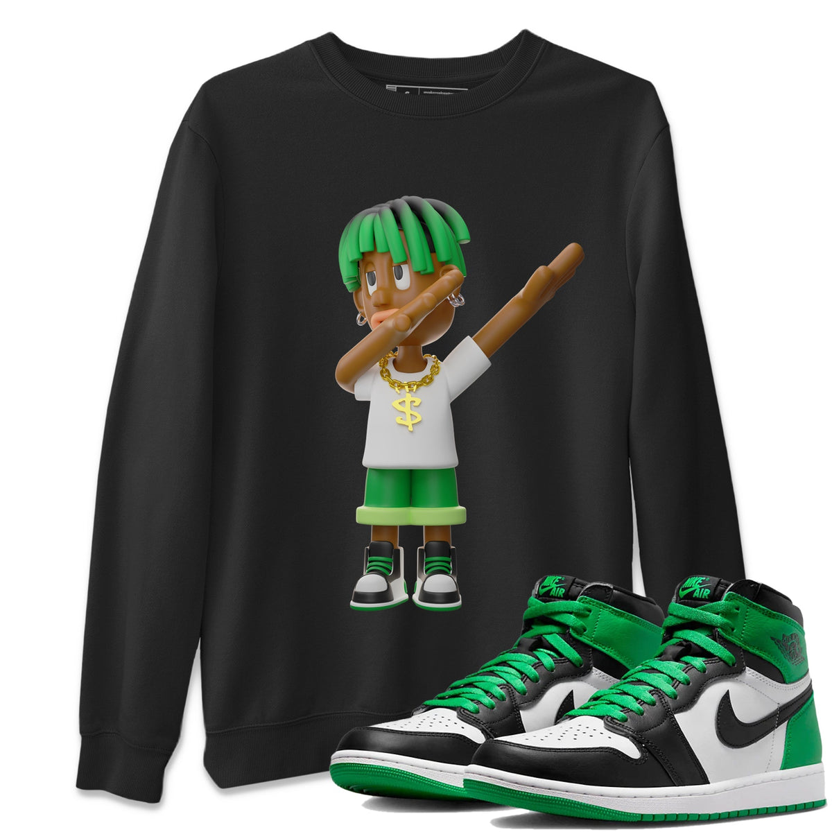 Air Jordan 1 Celtics Sneaker Tees Drip Gear Zone Get'em Boy Sneaker Tees AJ1 High OG Lucky Green Shirt Unisex Shirts Black 1