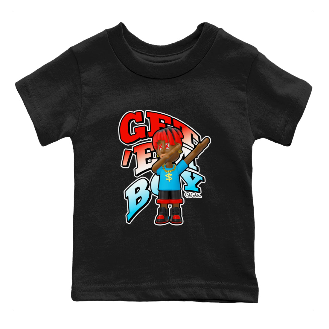 Air Jordan 1 UNC to Chicago Sneaker Match Tees Get'em Boy Streetwear Sneaker Shirt AJ1 UNC to Chicago Sneaker Release Tees Kids Shirts Black 2