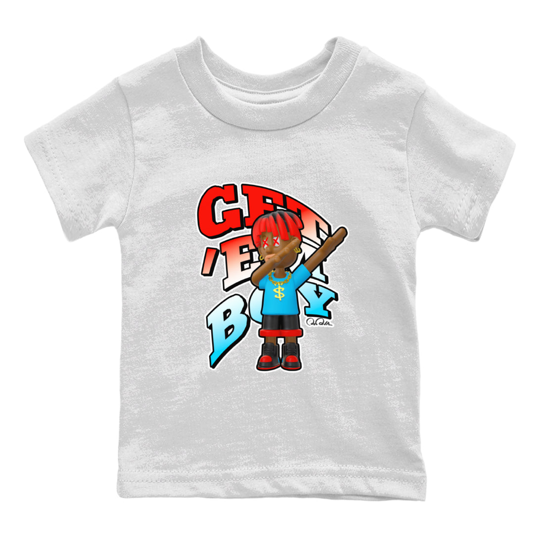 Air Jordan 1 UNC to Chicago Sneaker Match Tees Get'em Boy Streetwear Sneaker Shirt AJ1 UNC to Chicago Sneaker Release Tees Kids Shirts White 2