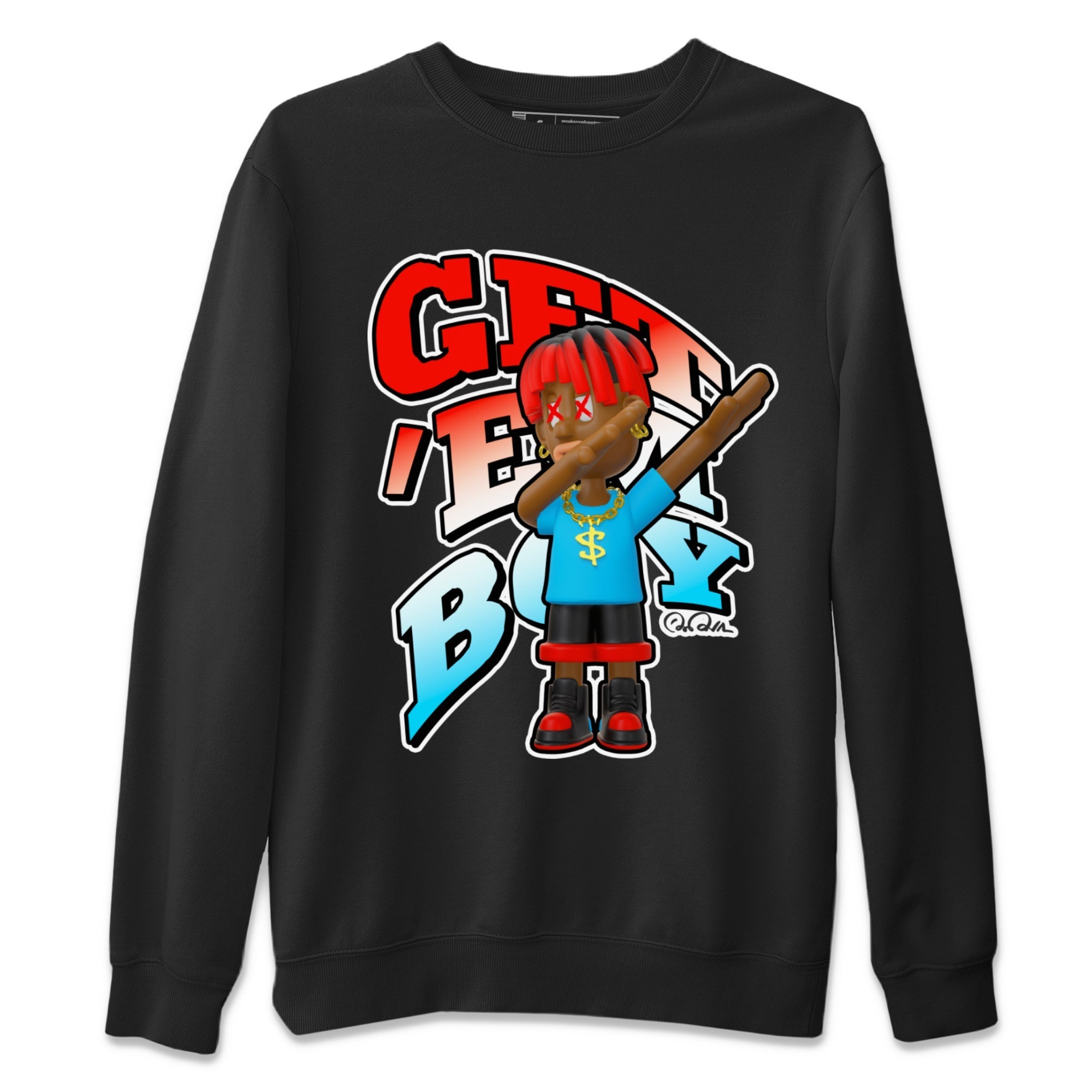 Air Jordan 1 UNC to Chicago Sneaker Match Tees Get'em Boy Streetwear Sneaker Shirt AJ1 UNC to Chicago Sneaker Release Tees Unisex Shirts Black 2