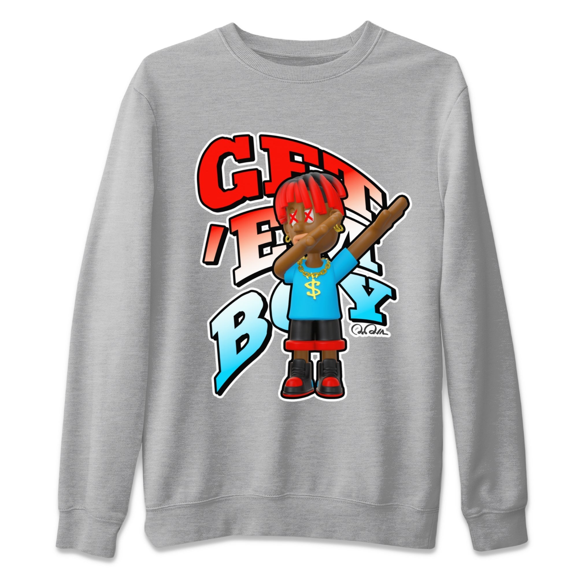 Air Jordan 1 UNC to Chicago Sneaker Match Tees Get'em Boy Streetwear Sneaker Shirt AJ1 UNC to Chicago Sneaker Release Tees Unisex Shirts Heather Grey 2