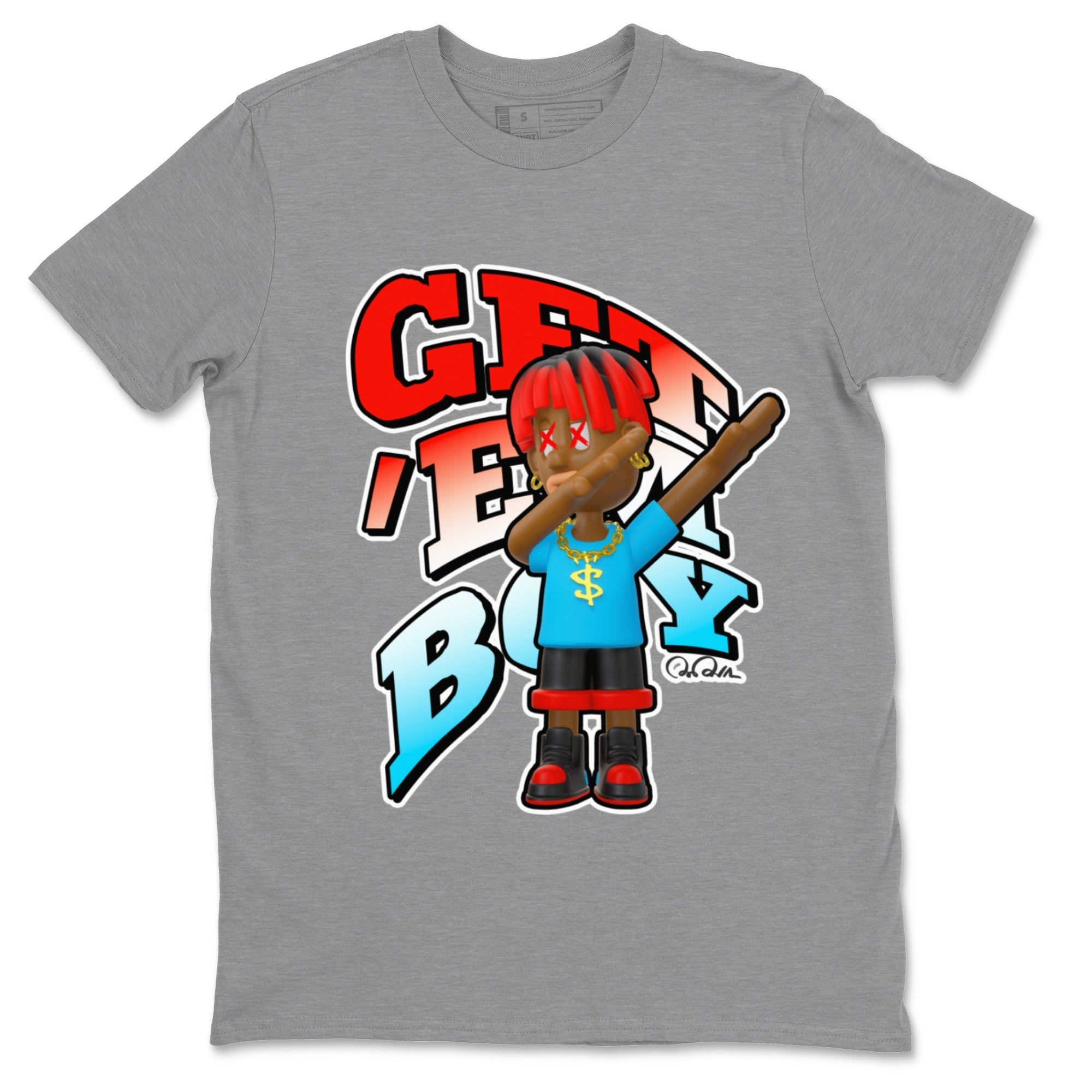 Air Jordan 1 UNC to Chicago Sneaker Match Tees Get'em Boy Streetwear Sneaker Shirt AJ1 UNC to Chicago Sneaker Release Tees Unisex Shirts Heather Grey 2