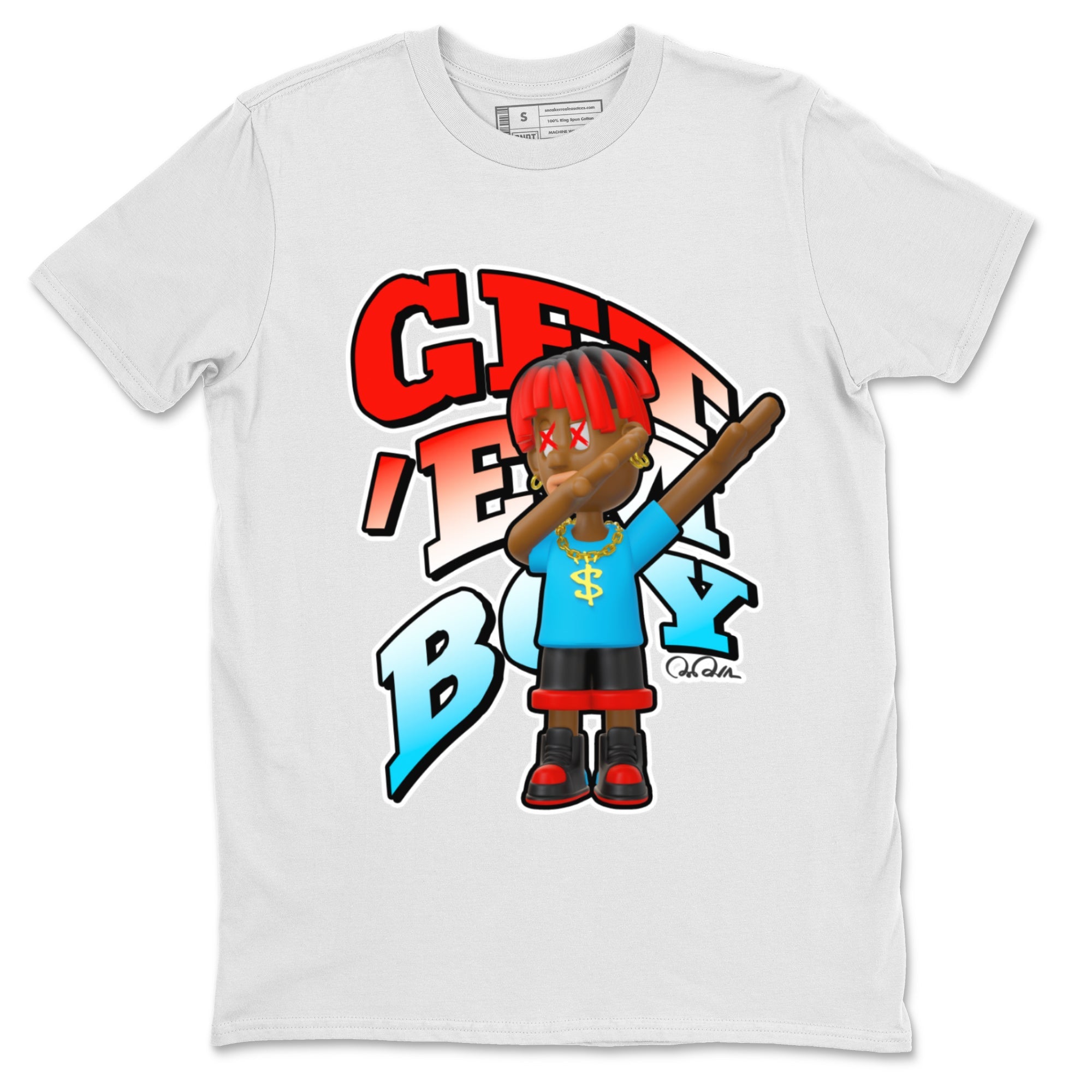 Air Jordan 1 UNC to Chicago Sneaker Match Tees Get'em Boy Streetwear Sneaker Shirt AJ1 UNC to Chicago Sneaker Release Tees Unisex Shirts White 2