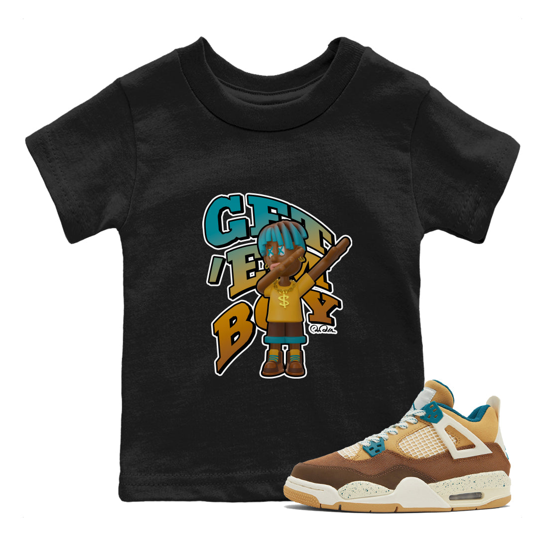 Air Jordan 4 Cacao Wow shirt to match jordans Get'em Boy Streetwear Sneaker Shirt AJ4 Cacao Wow Drip Gear Zone Sneaker Matching Clothing Baby Toddler Black 1 T-Shirt