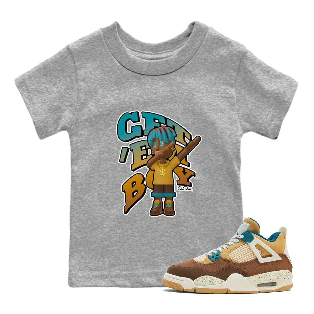 Air Jordan 4 Cacao Wow shirt to match jordans Get'em Boy Streetwear Sneaker Shirt AJ4 Cacao Wow Drip Gear Zone Sneaker Matching Clothing Baby Toddler Heather Grey 1 T-Shirt