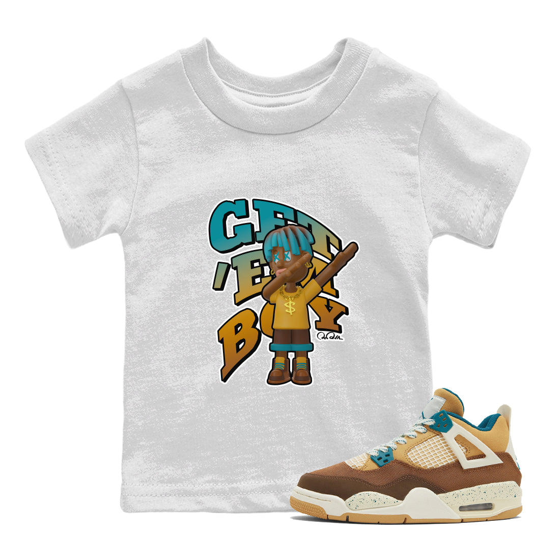 Air Jordan 4 Cacao Wow shirt to match jordans Get'em Boy Streetwear Sneaker Shirt AJ4 Cacao Wow Drip Gear Zone Sneaker Matching Clothing Baby Toddler White 1 T-Shirt