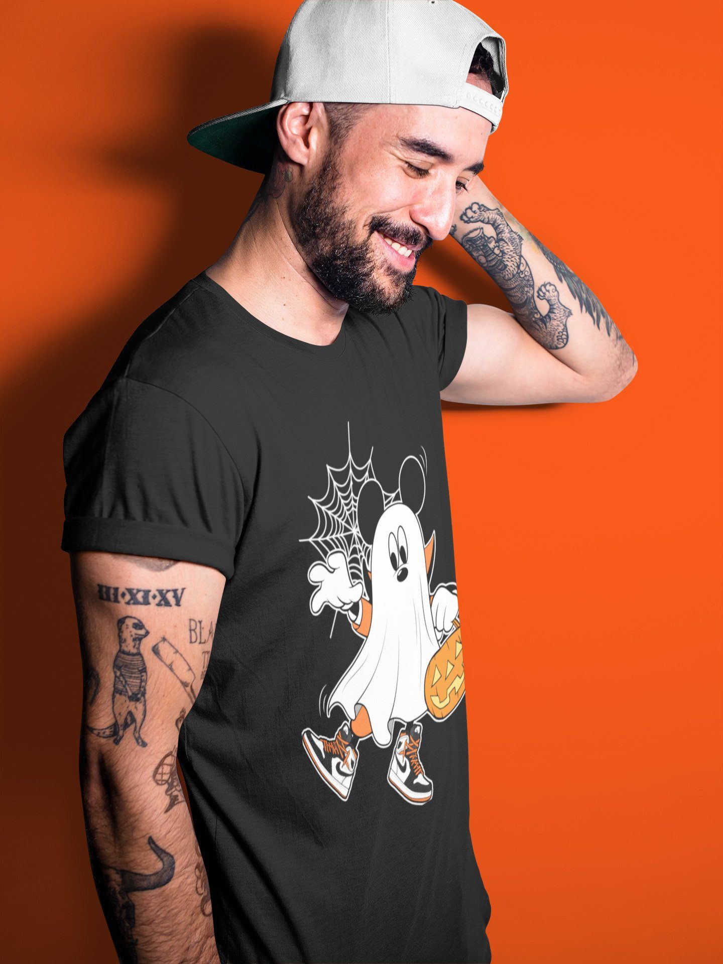 Jordan 1 Electro Orange Sneaker Matching T-Shirt Ghost Mouse Sneaker Tees Jordan 1 Electro Orange Sneaker Release Tees Crew Neck Tees