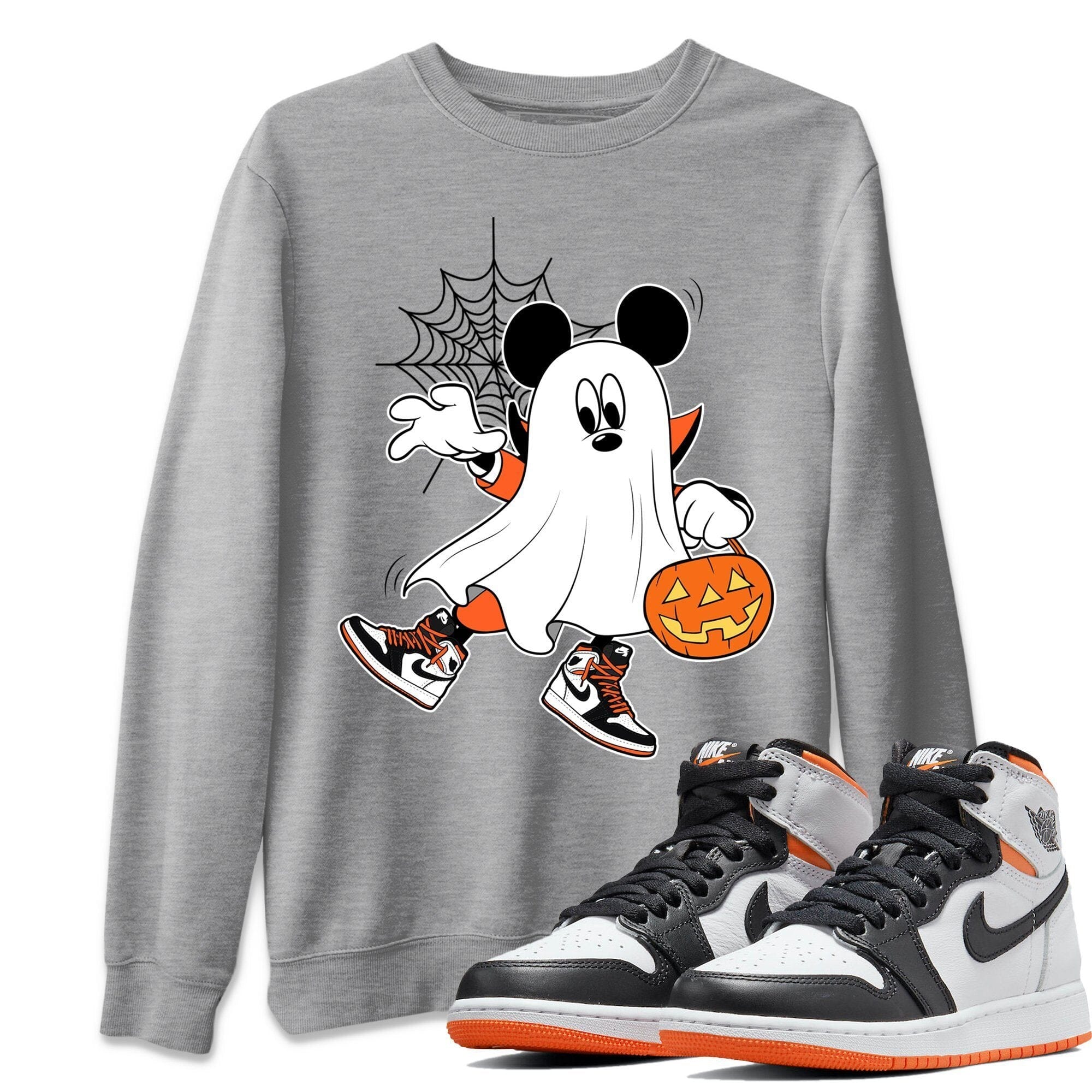 Jordan 1 Electro Orange Sneaker Matching T-Shirt Ghost Mouse Sneaker Tees Jordan 1 Electro Orange Sneaker Release Tees Crew Neck Tees