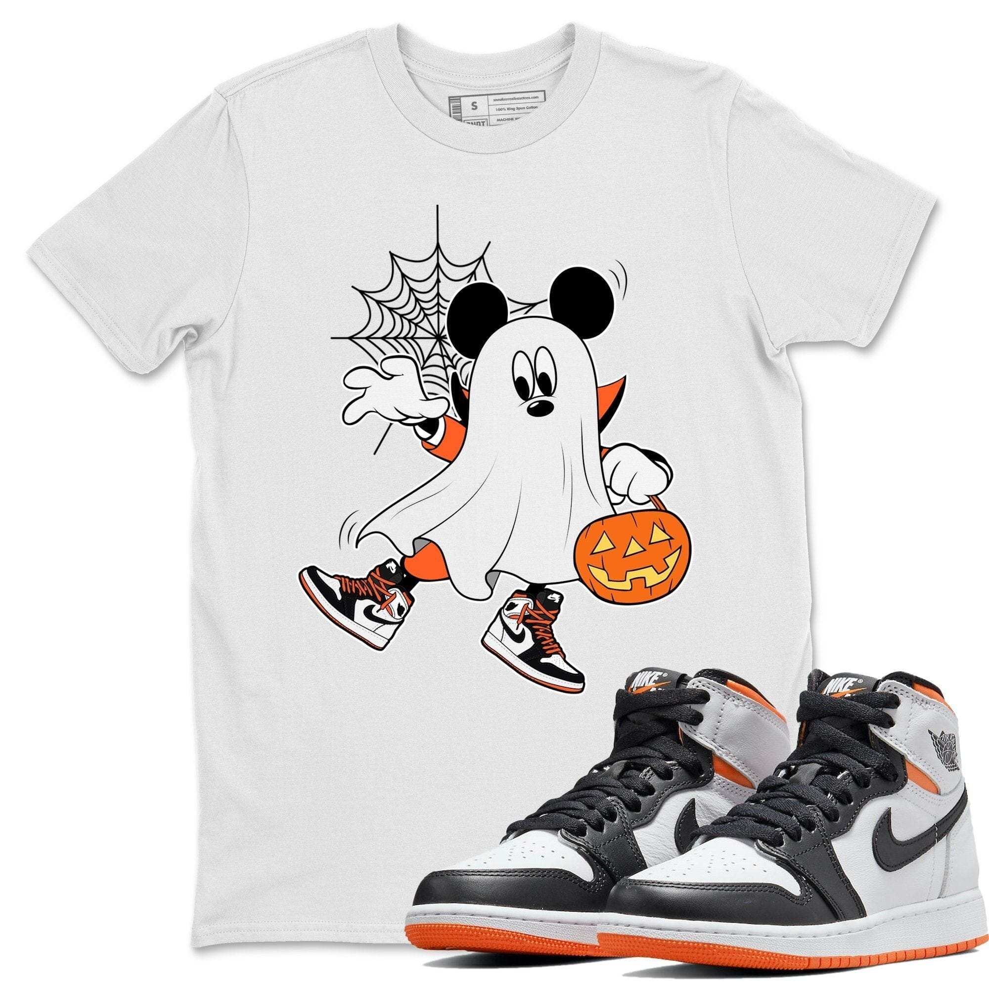 Jordan 1 Electro Orange Sneaker Matching T-Shirt Ghost Mouse Sneaker Tees Jordan 1 Electro Orange Sneaker Release Tees Crew Neck Tees