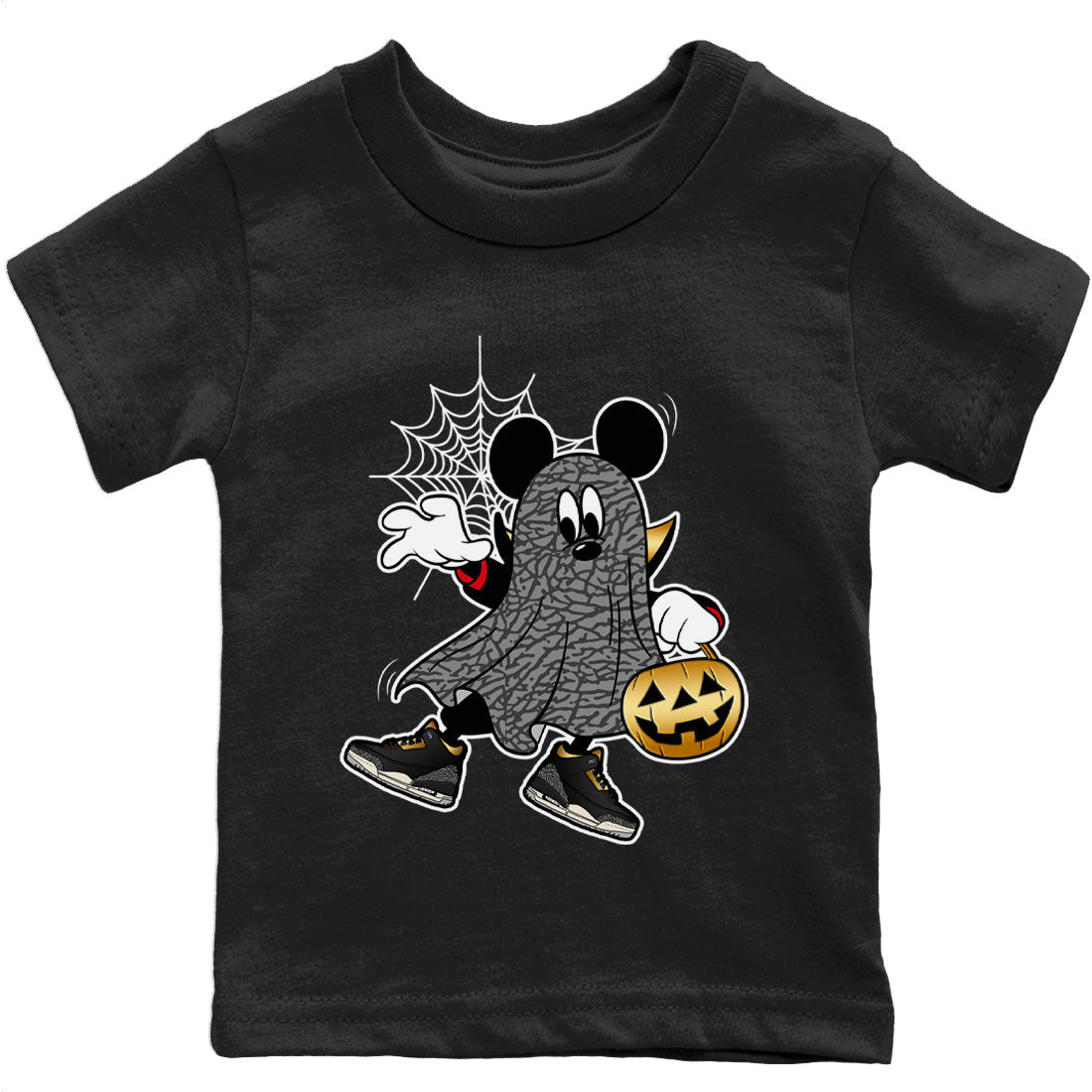 Jordan 3 Black Gold Sneaker Matching T-Shirt Ghost Mouse Sneaker Tees Jordan 3 Black Gold Sneaker Release Tees Kids Shirts