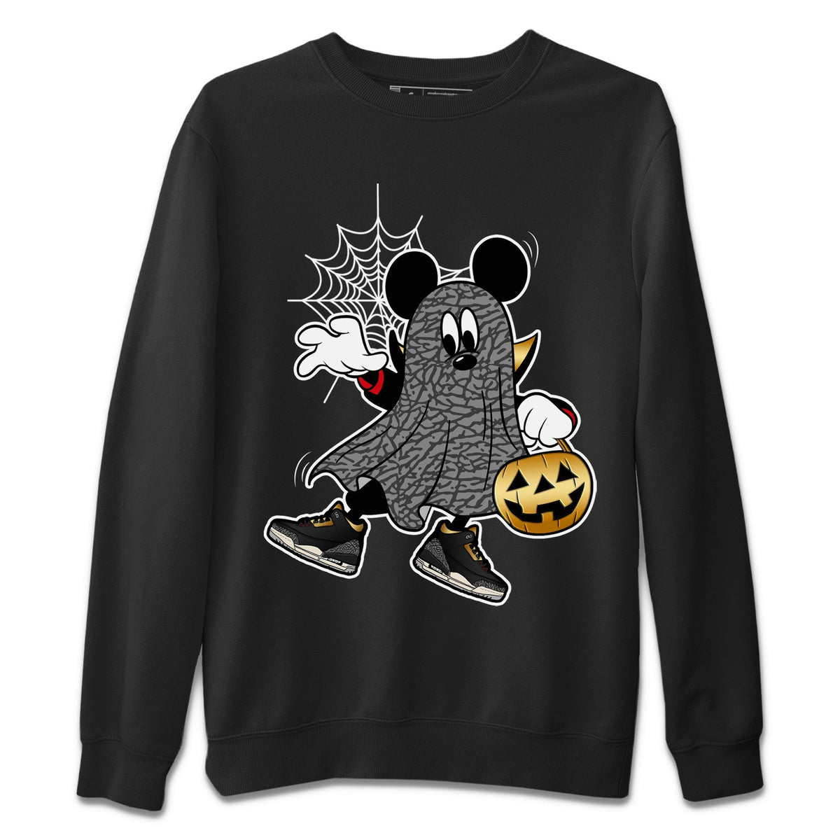 Jordan 3 Black Gold Sneaker Matching T-Shirt Ghost Mouse Sneaker Tees Jordan 3 Black Gold Sneaker Release Tees Crew Neck Tees