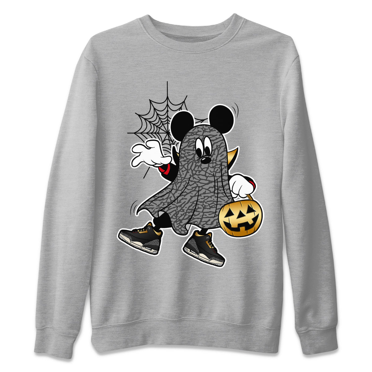 Jordan 3 Black Gold Sneaker Matching T-Shirt Ghost Mouse Sneaker Tees Jordan 3 Black Gold Sneaker Release Tees Crew Neck Tees