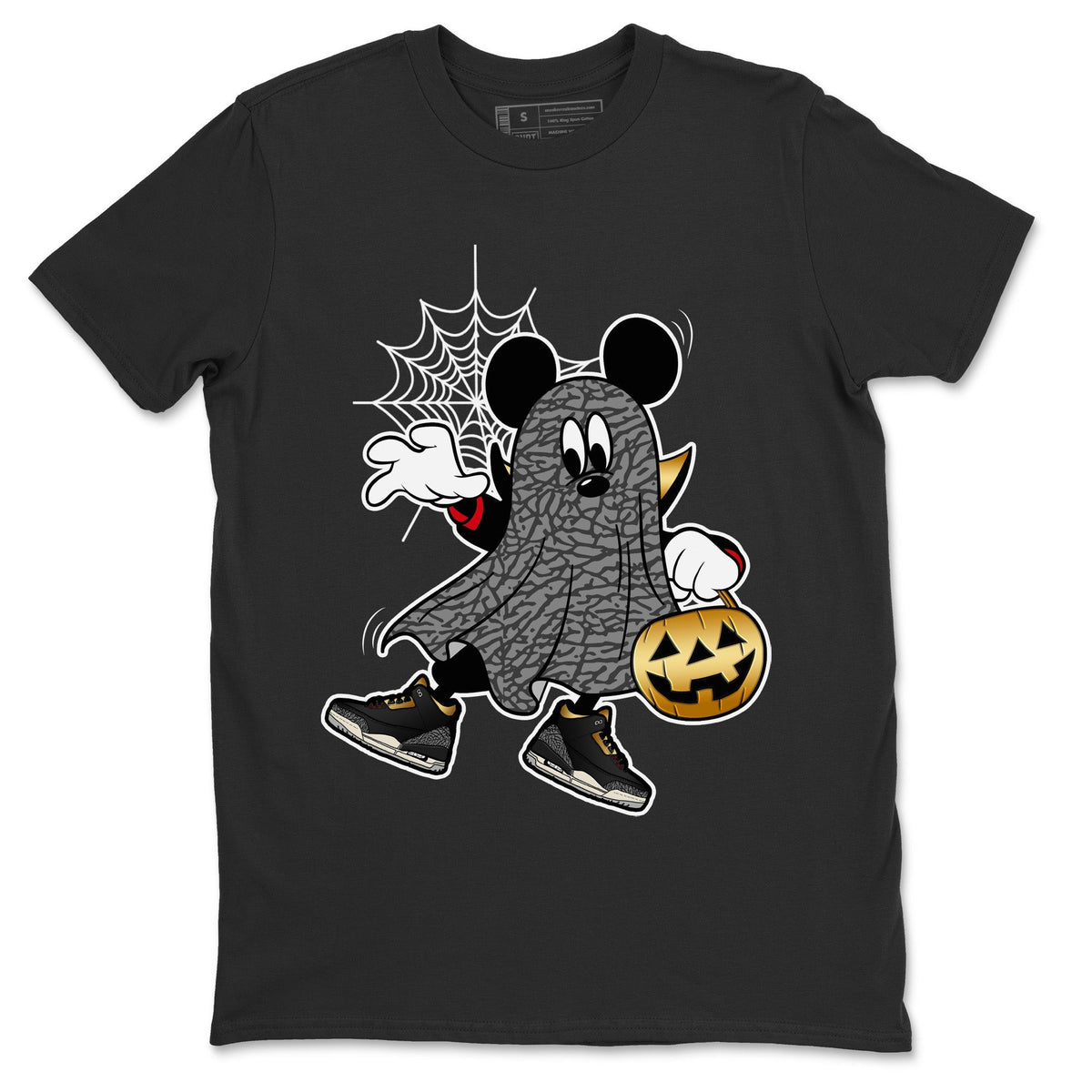 Jordan 3 Black Gold Sneaker Matching T-Shirt Ghost Mouse Sneaker Tees Jordan 3 Black Gold Sneaker Release Tees Crew Neck Tees