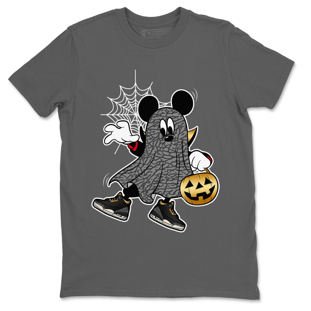 Jordan 3 Black Gold Sneaker Matching T-Shirt Ghost Mouse Sneaker Tees Jordan 3 Black Gold Sneaker Release Tees Crew Neck Tees