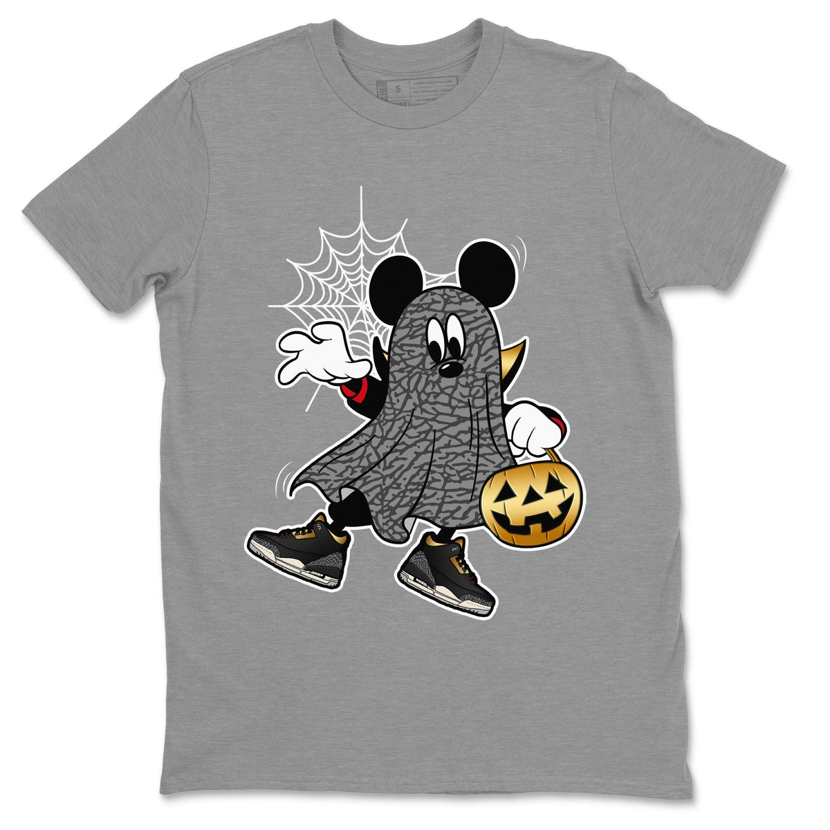 Jordan 3 Black Gold Sneaker Matching T-Shirt Ghost Mouse Sneaker Tees Jordan 3 Black Gold Sneaker Release Tees Crew Neck Tees
