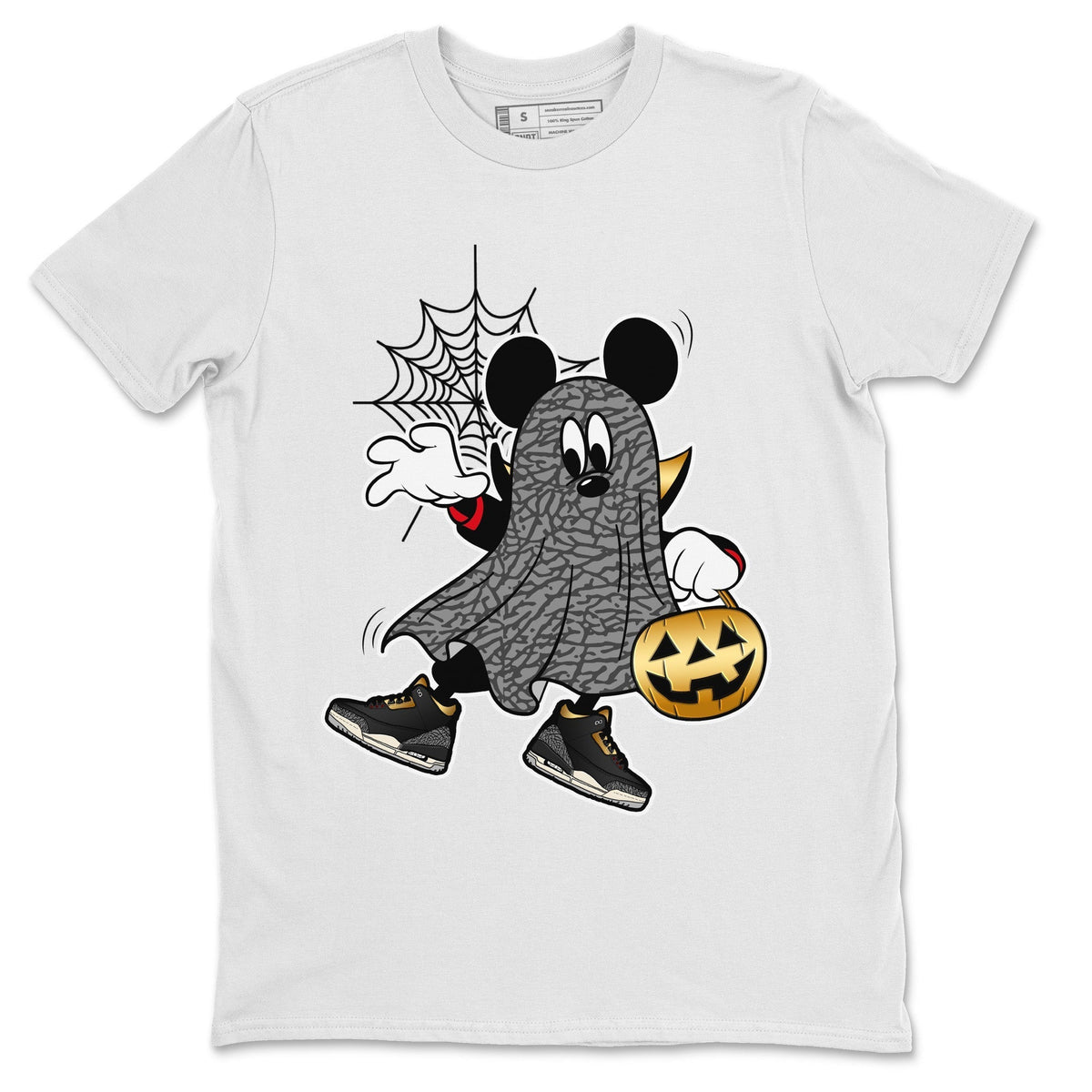 Jordan 3 Black Gold Sneaker Matching T-Shirt Ghost Mouse Sneaker Tees Jordan 3 Black Gold Sneaker Release Tees Crew Neck Tees