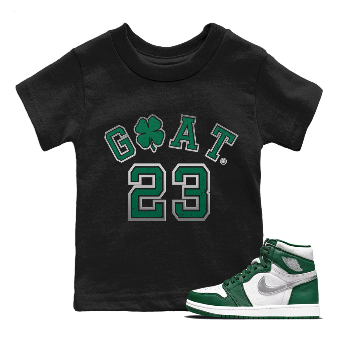 Jordan 1 Gorge Green Sneaker Matching T-Shirt Goat 23 Sneaker Tees Jordan 1 Gorge Green Sneaker Release Tees Kids Shirts