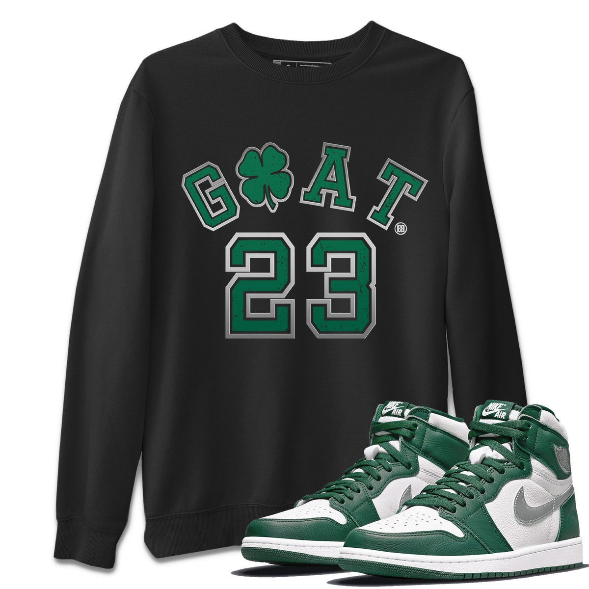 Jordan 1 Gorge Green Sneaker Matching T-Shirt Goat 23 Sneaker Tees Jordan 1 Gorge Green Sneaker Release Tees Crew Neck Tees