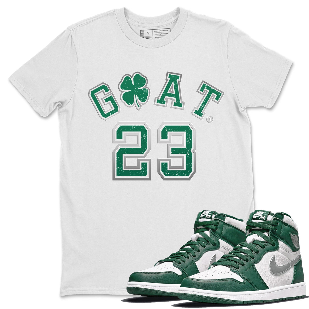 Jordan 1 Gorge Green Sneaker Matching T-Shirt Goat 23 Sneaker Tees Jordan 1 Gorge Green Sneaker Release Tees Crew Neck Tees