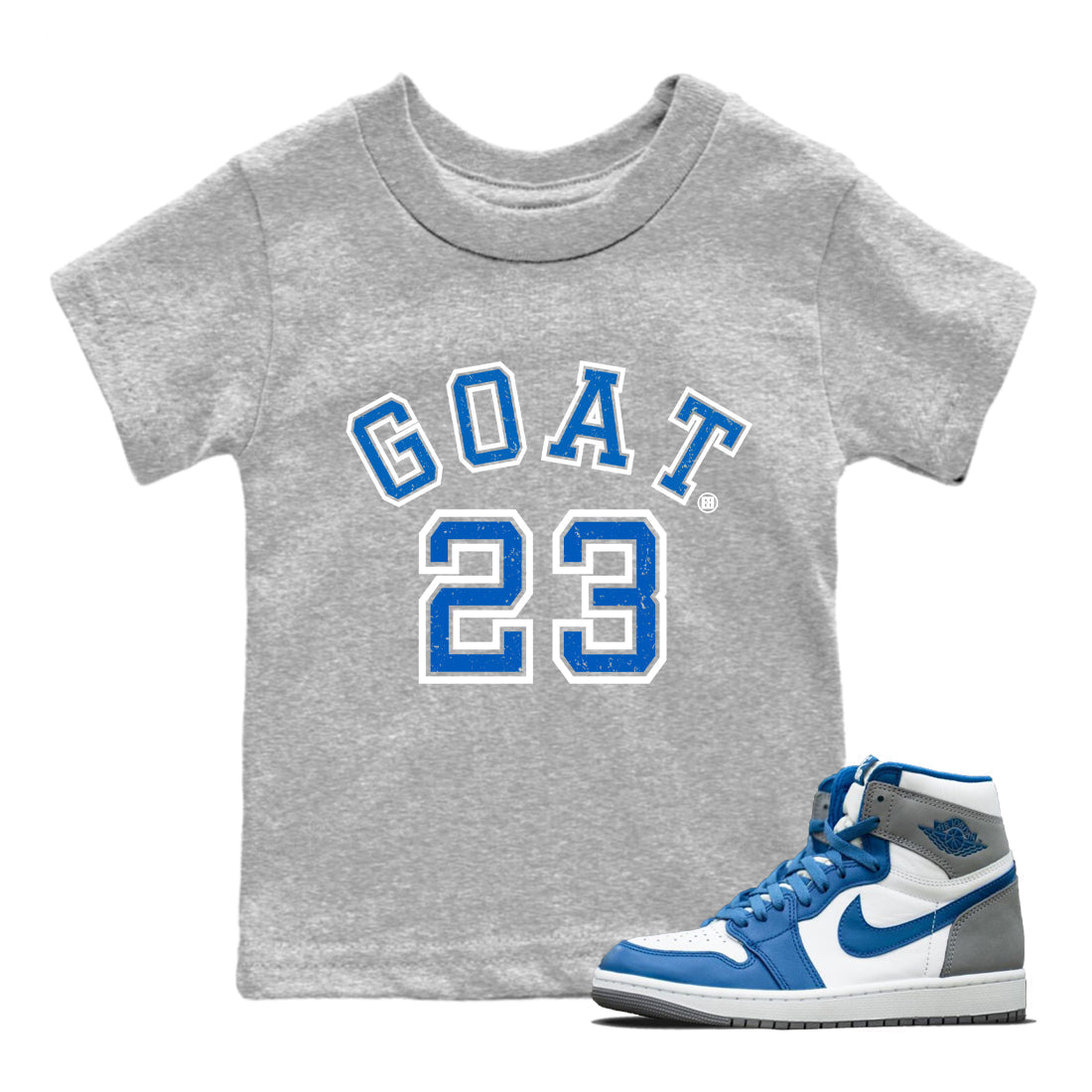 Jordan 1 True Blue Sneaker Matching T-Shirt Goat 23 Sneaker Tees Jordan 1 True Blue Sneaker Release Tees Kids Shirts
