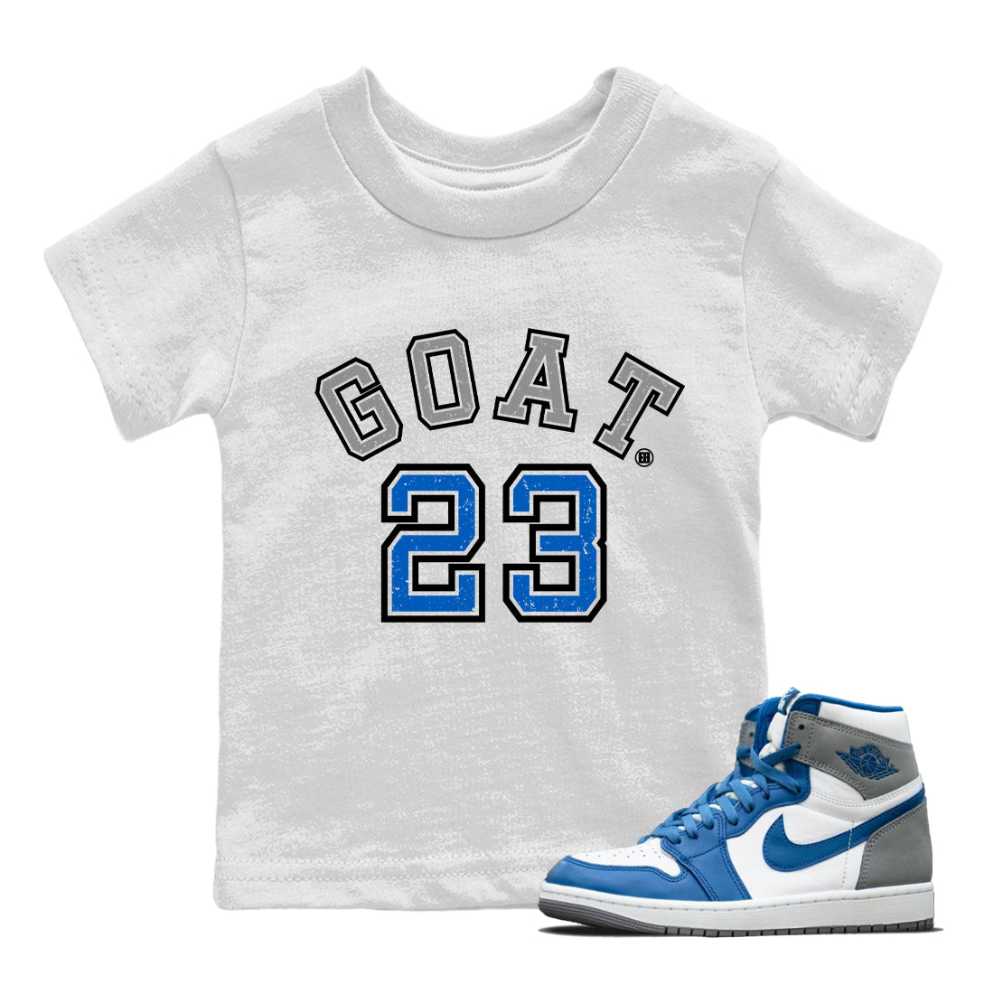 Jordan 1 True Blue Sneaker Matching T-Shirt Goat 23 Sneaker Tees Jordan 1 True Blue Sneaker Release Tees Kids Shirts