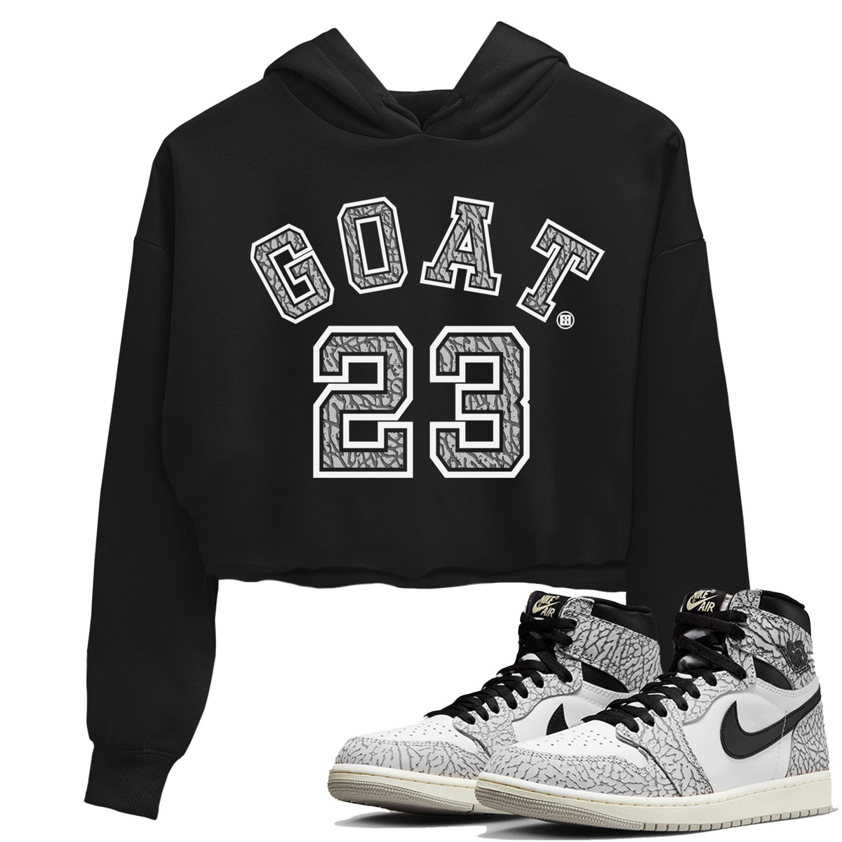 Jordan 1 White Cement Sneaker Matching T-Shirt Goat 23 Sneaker Tees Jordan 1 White Cement Sneaker Release Tees Women's Shirts