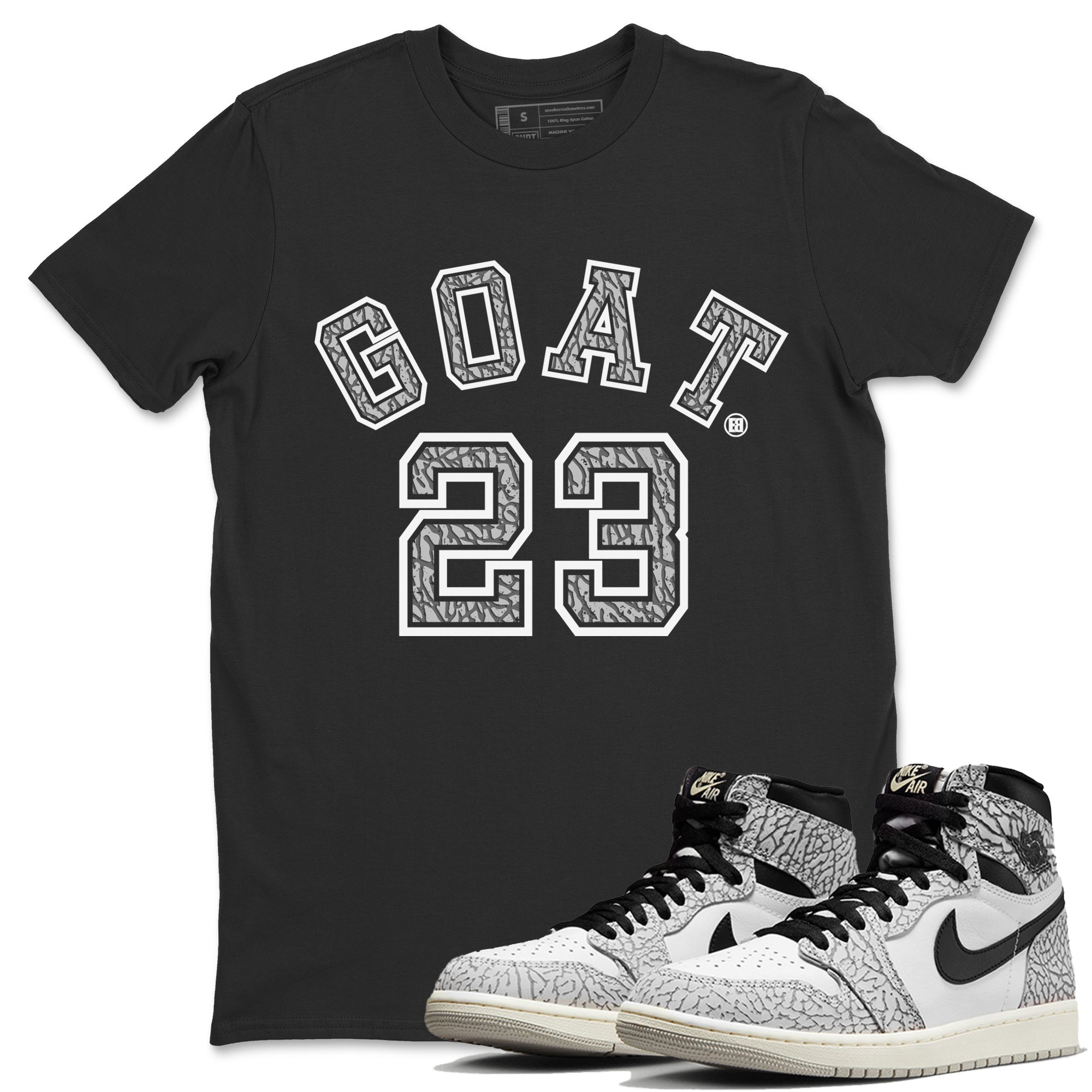 Jordan 1 White Cement Shirt To Match Jordans Goat 23 Sneaker Tees Jordan 1 White Cement Drip Gear Zone Sneaker Matching Clothing Unisex Shirts