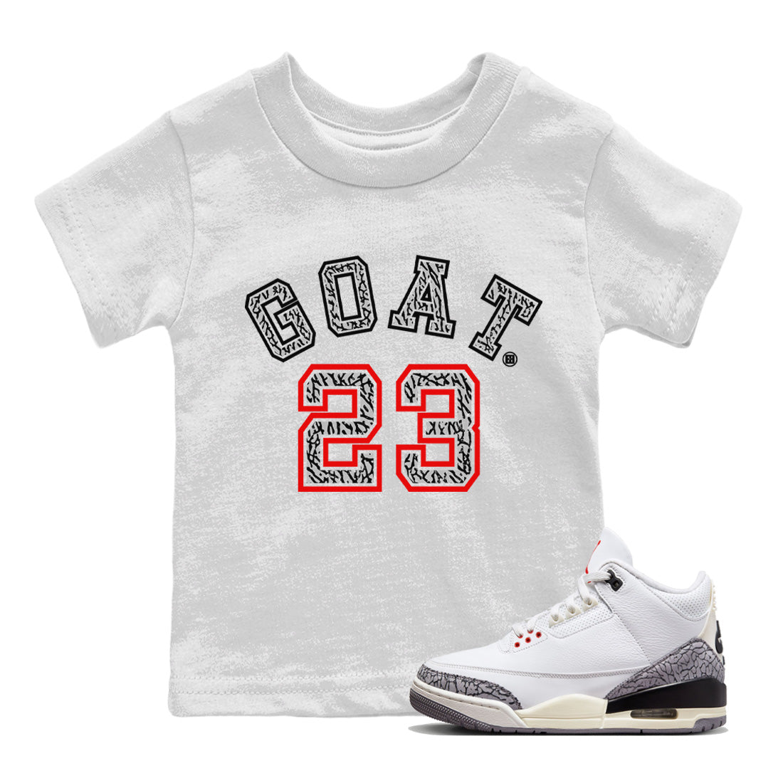 Air Jordan 3 White Cement Shirt To Match Jordans Goat 23 Sneaker Tees Air Jordan 3 Retro White Cement Drip Gear Zone Sneaker Matching Clothing Kids Shirts White 1