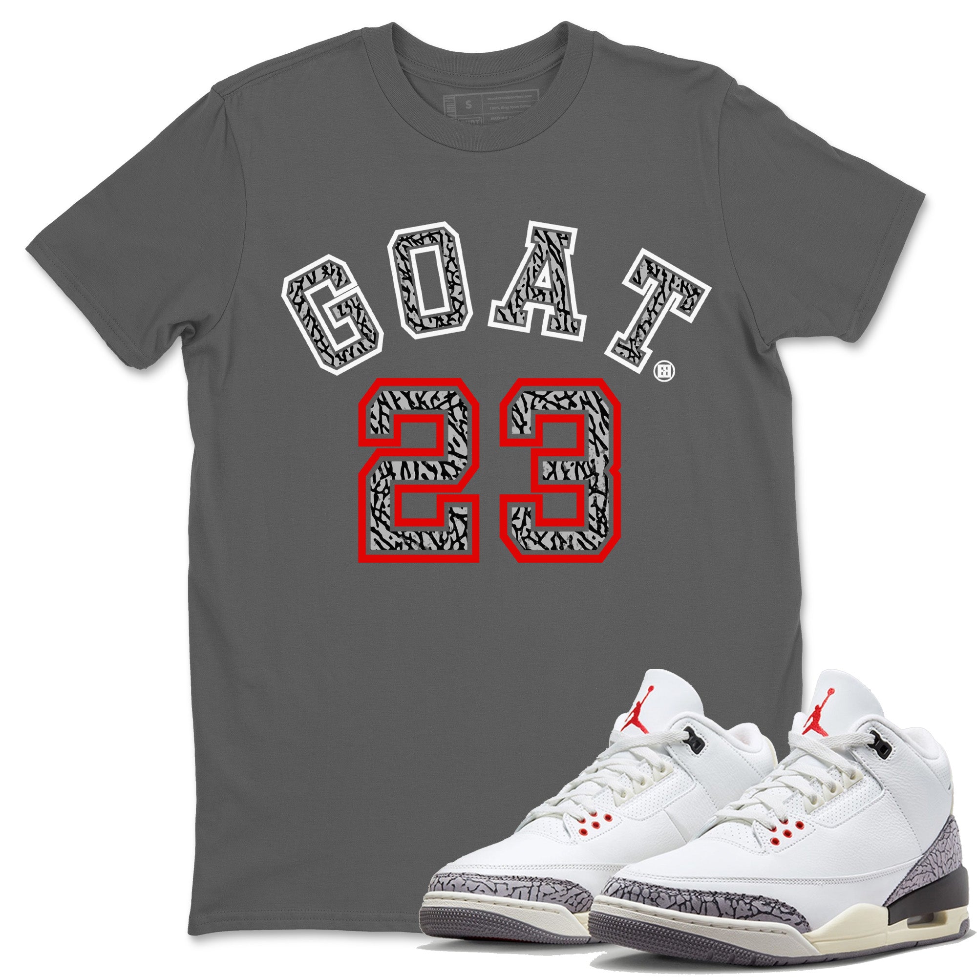 Air Jordan 3 White Cement Goat 23 Crew Neck Sneaker Tees Air Jordan 3 Retro White Cement Sneaker T-Shirts Washing and Care Tip