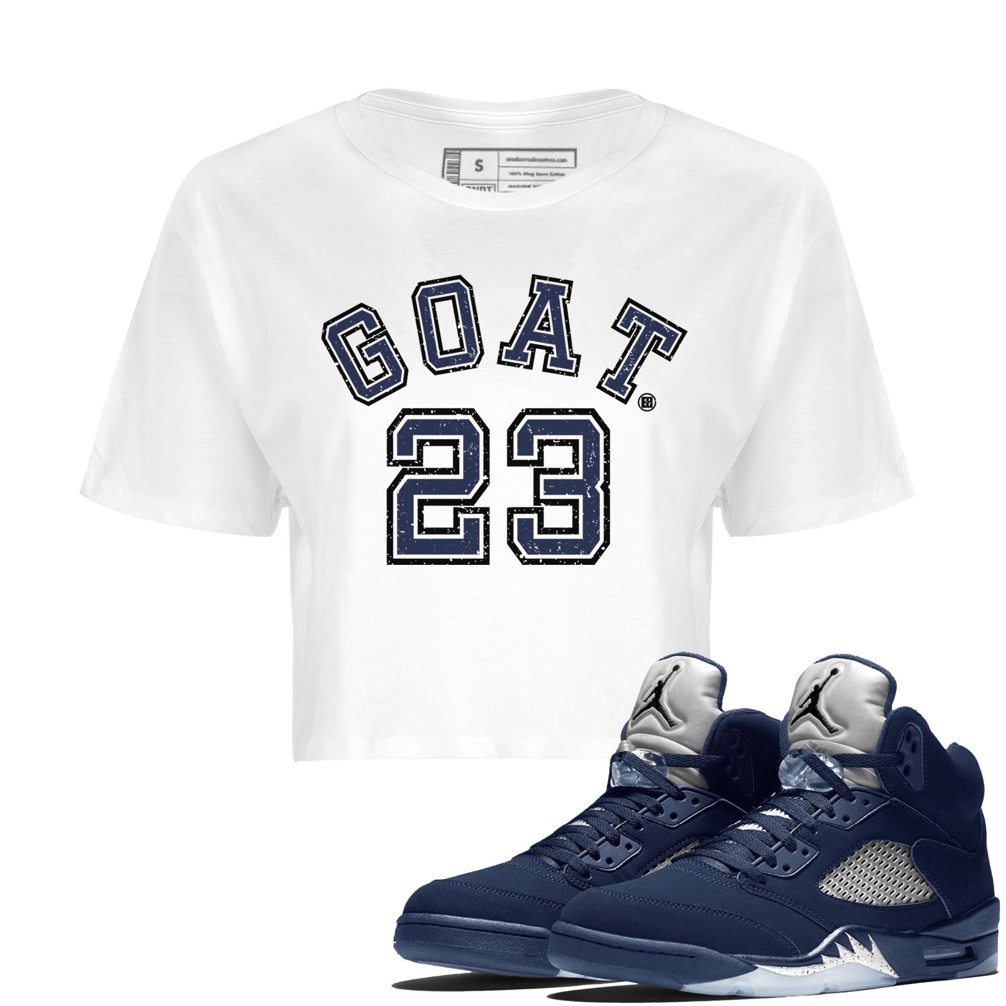 Air Jordan 5 Georgetown Sneaker Match Tees Goat 23 Streetwear Sneaker Shirt 5 Georgetown Drip Gear Zone Sneaker Matching Clothing Navy 5s Women's Shirts White 1