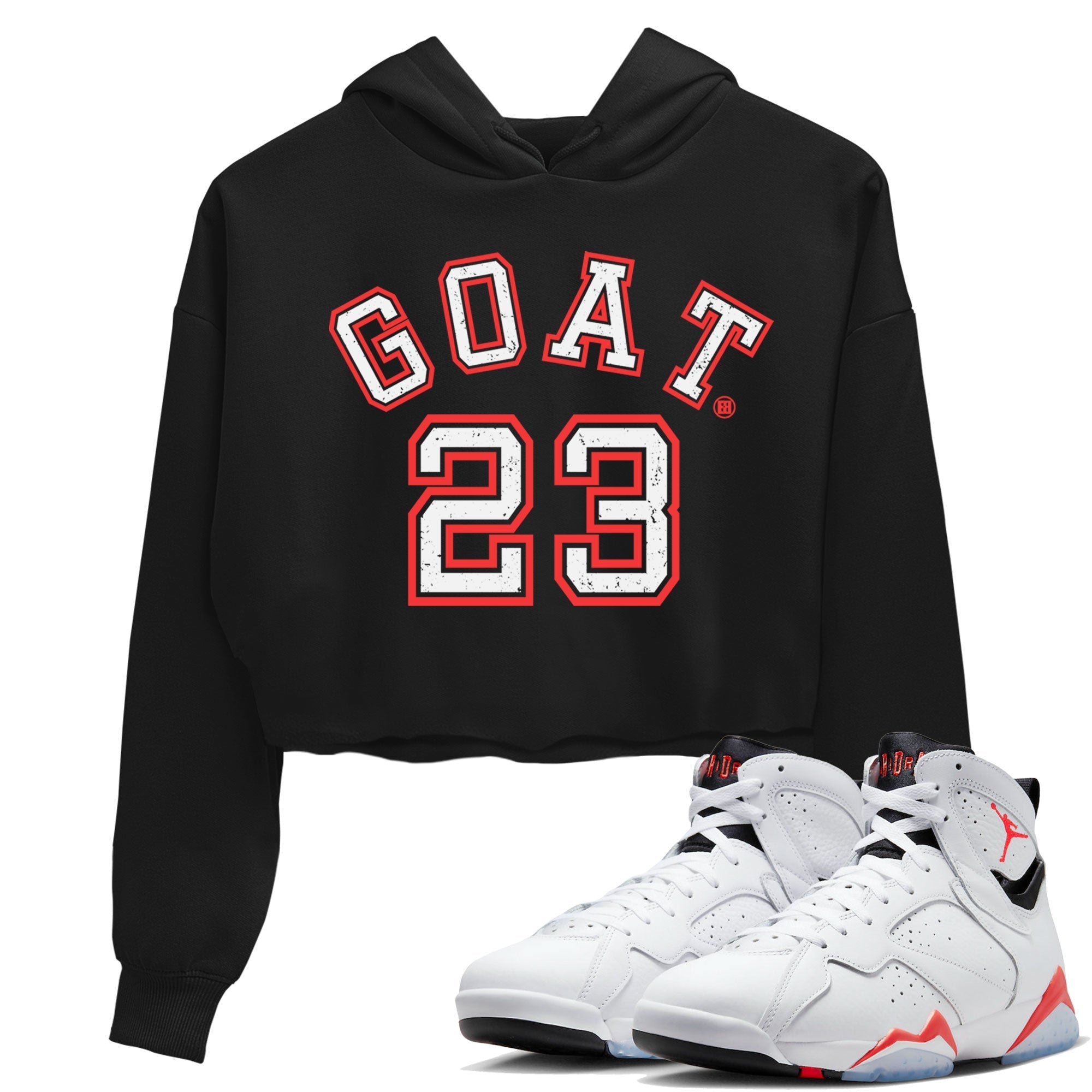 Air Jordan 7 White Infrared Sneaker Match Tees Goat 23 Streetwear Sneaker Shirt 7s White Infrared Drip Gear Zone Sneaker Matching Clothing Women's Shirts Black 1