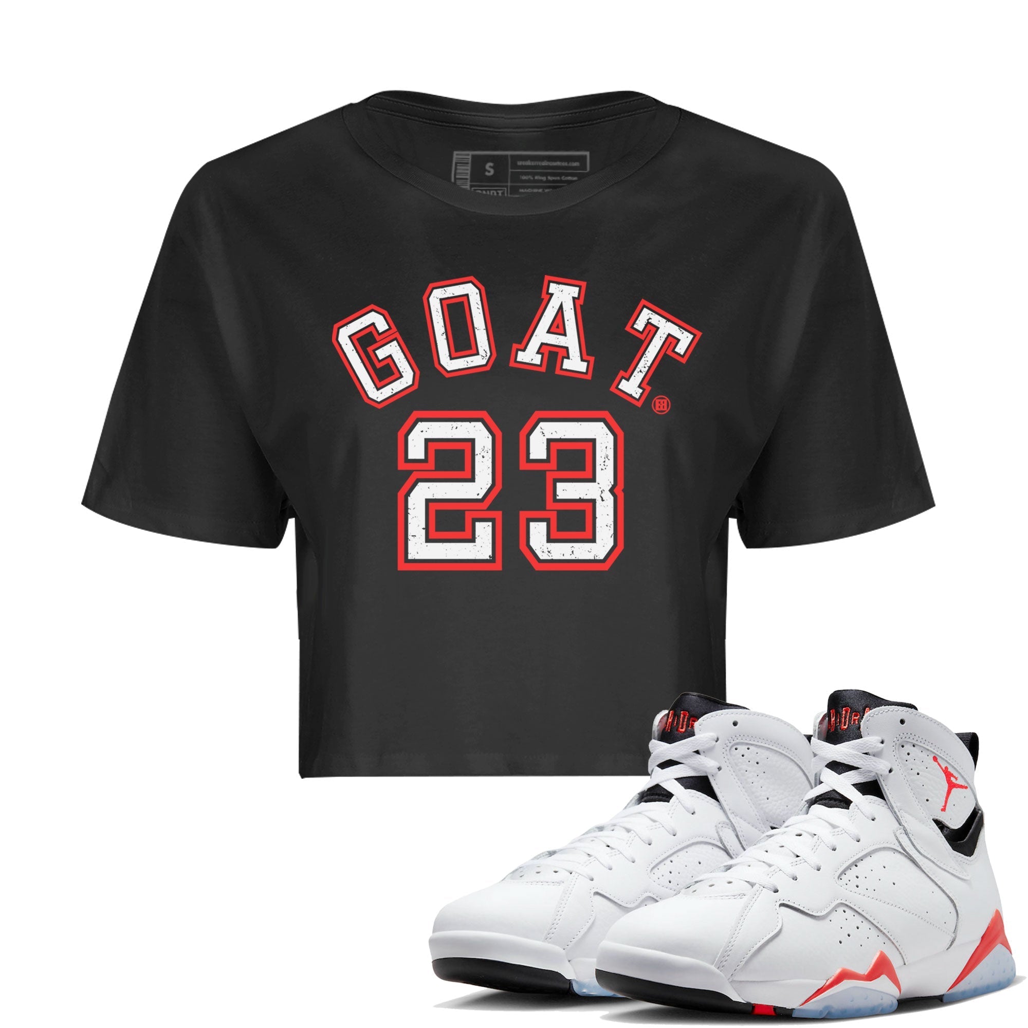 Air Jordan 7 White Infrared Sneaker Match Tees Goat 23 Streetwear Sneaker Shirt 7s White Infrared Drip Gear Zone Sneaker Matching Clothing Women's Shirts Black 1