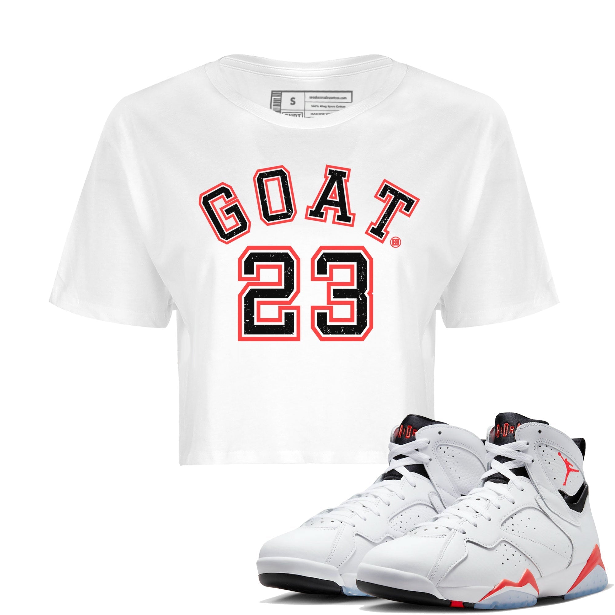Air Jordan 7 White Infrared Sneaker Match Tees Goat 23 Streetwear Sneaker Shirt 7s White Infrared Drip Gear Zone Sneaker Matching Clothing Women's Shirts White 1