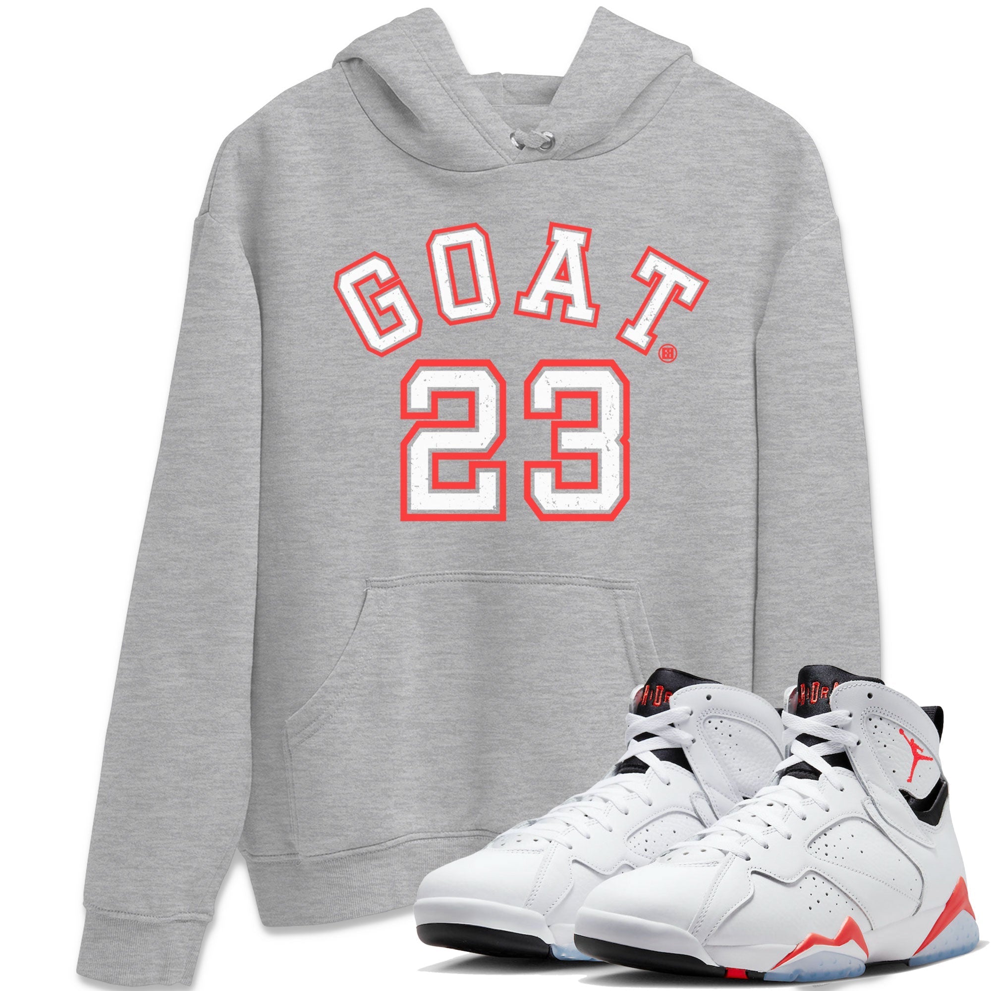 Air Jordan 7 White Infrared Sneaker Match Tees Goat 23 Streetwear Sneaker Shirt 7s White Infrared Drip Gear Zone Sneaker Matching Clothing Unisex Shirts Heather Grey 1