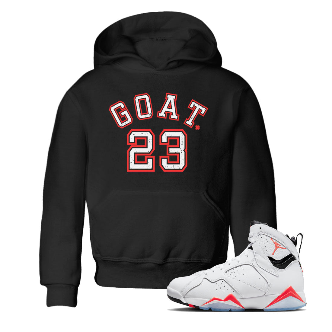 Air Jordan 7 White Infrared Sneaker Match Tees Goat 23 Streetwear Sneaker Shirt 7s White Infrared Drip Gear Zone Sneaker Matching Clothing Kids Shirts Black 1