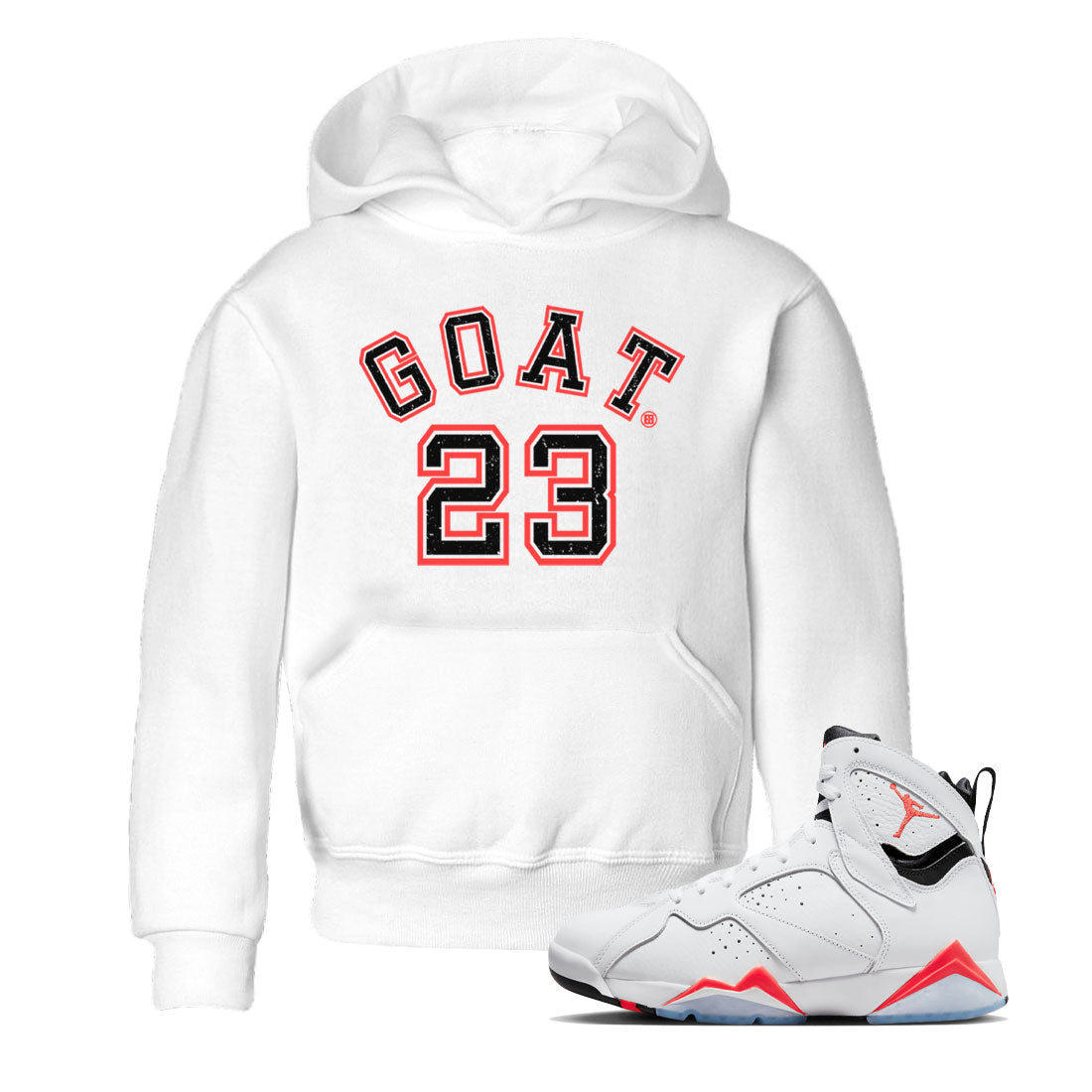 Air Jordan 7 White Infrared Sneaker Match Tees Goat 23 Streetwear Sneaker Shirt 7s White Infrared Drip Gear Zone Sneaker Matching Clothing Kids Shirts White 1