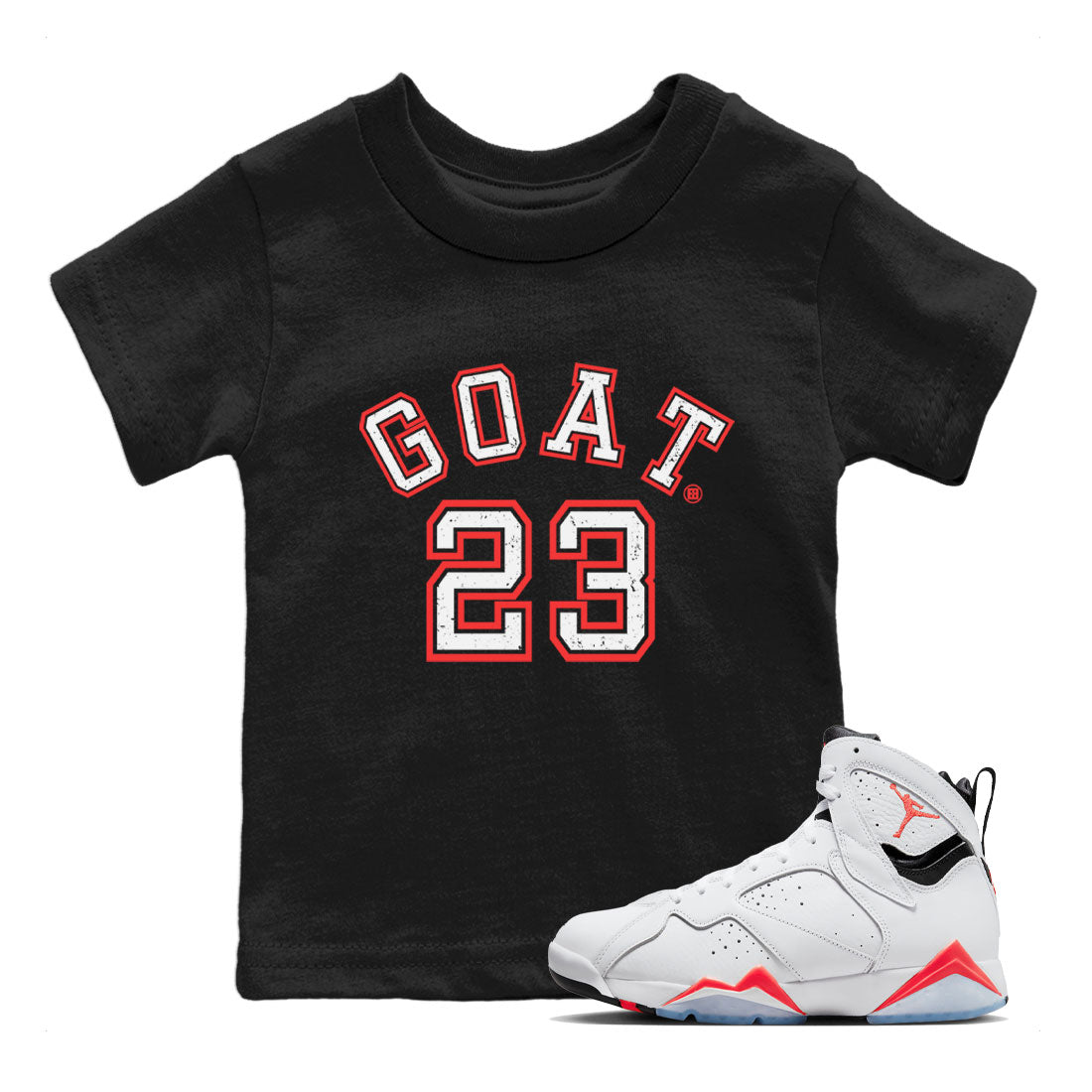Air Jordan 7 White Infrared Sneaker Match Tees Goat 23 Streetwear Sneaker Shirt 7s White Infrared Drip Gear Zone Sneaker Matching Clothing Kids Shirts Black 1