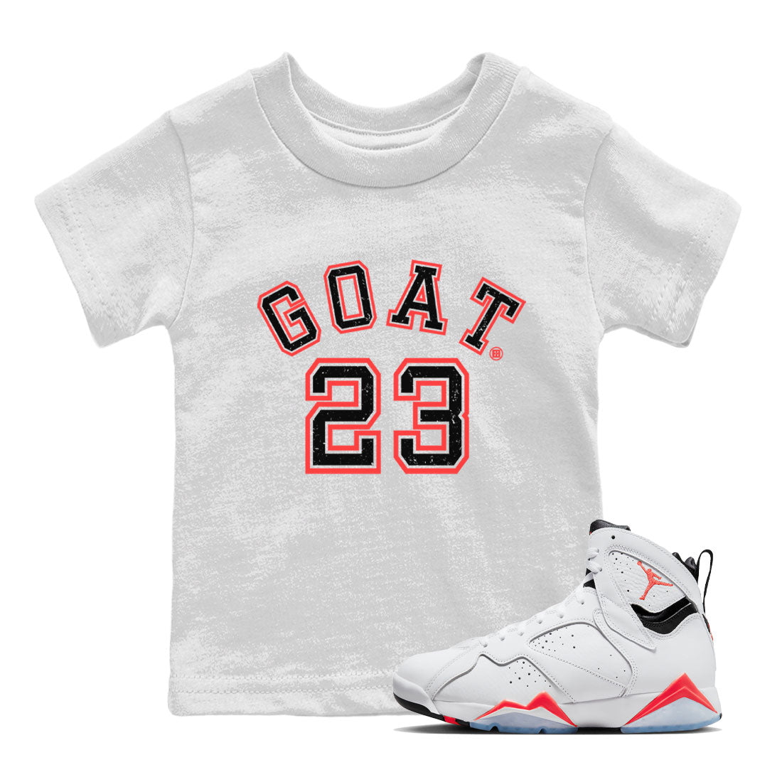 Air Jordan 7 White Infrared Sneaker Match Tees Goat 23 Streetwear Sneaker Shirt 7s White Infrared Drip Gear Zone Sneaker Matching Clothing Kids Shirts White 1