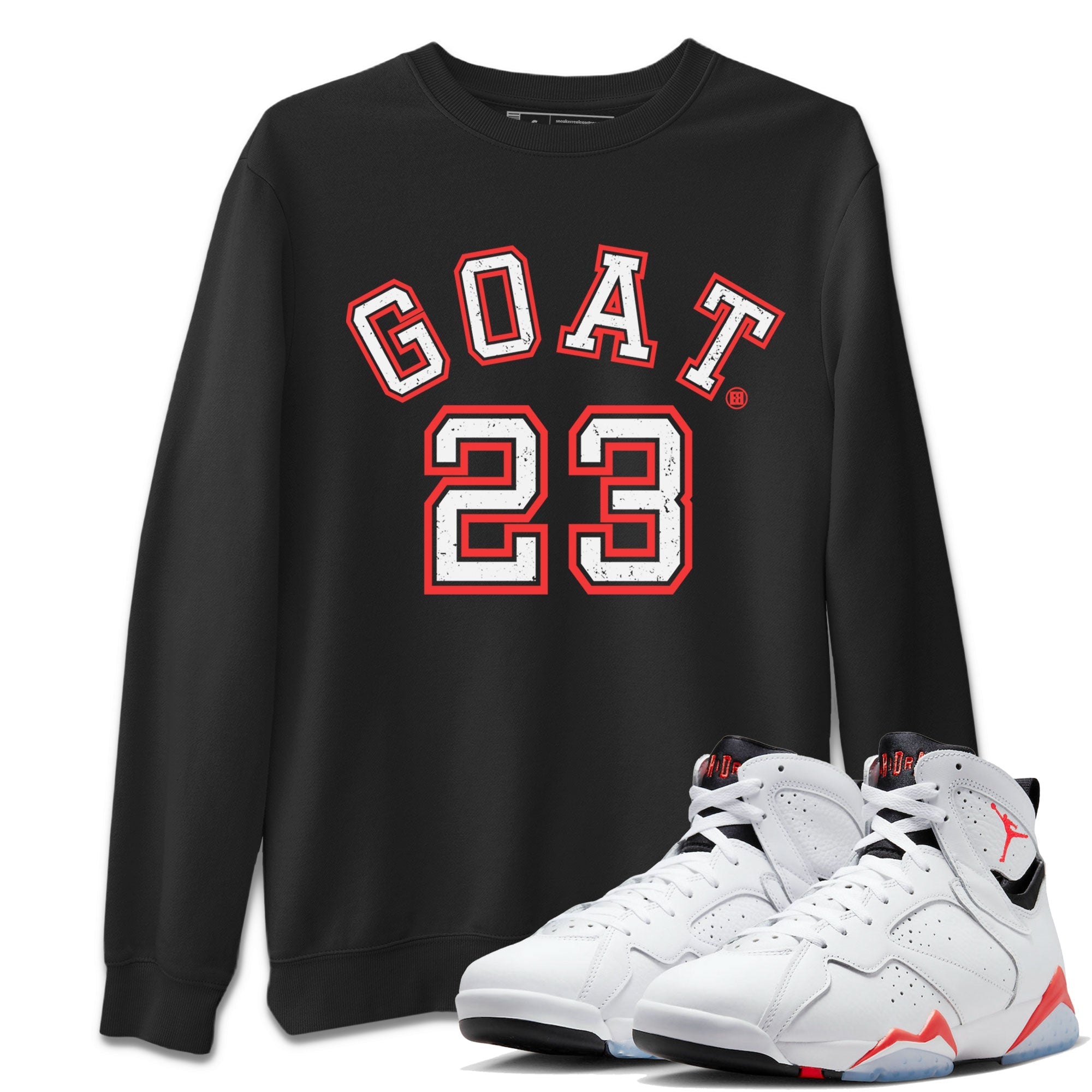 Air Jordan 7 White Infrared Sneaker Match Tees Goat 23 Streetwear Sneaker Shirt 7s White Infrared Drip Gear Zone Sneaker Matching Clothing Unisex Shirts Black 1