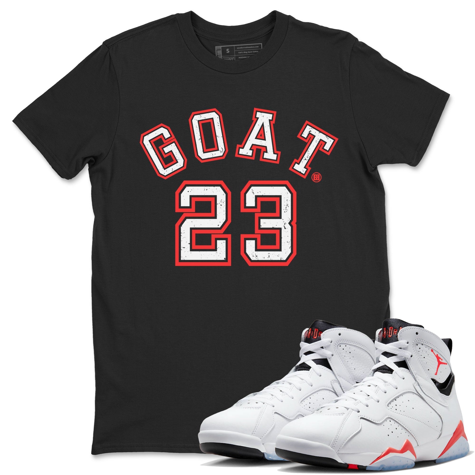 Air Jordan 7 White Infrared Sneaker Match Tees Goat 23 Streetwear Sneaker Shirt 7s White Infrared Drip Gear Zone Sneaker Matching Clothing Unisex Shirts Black 1