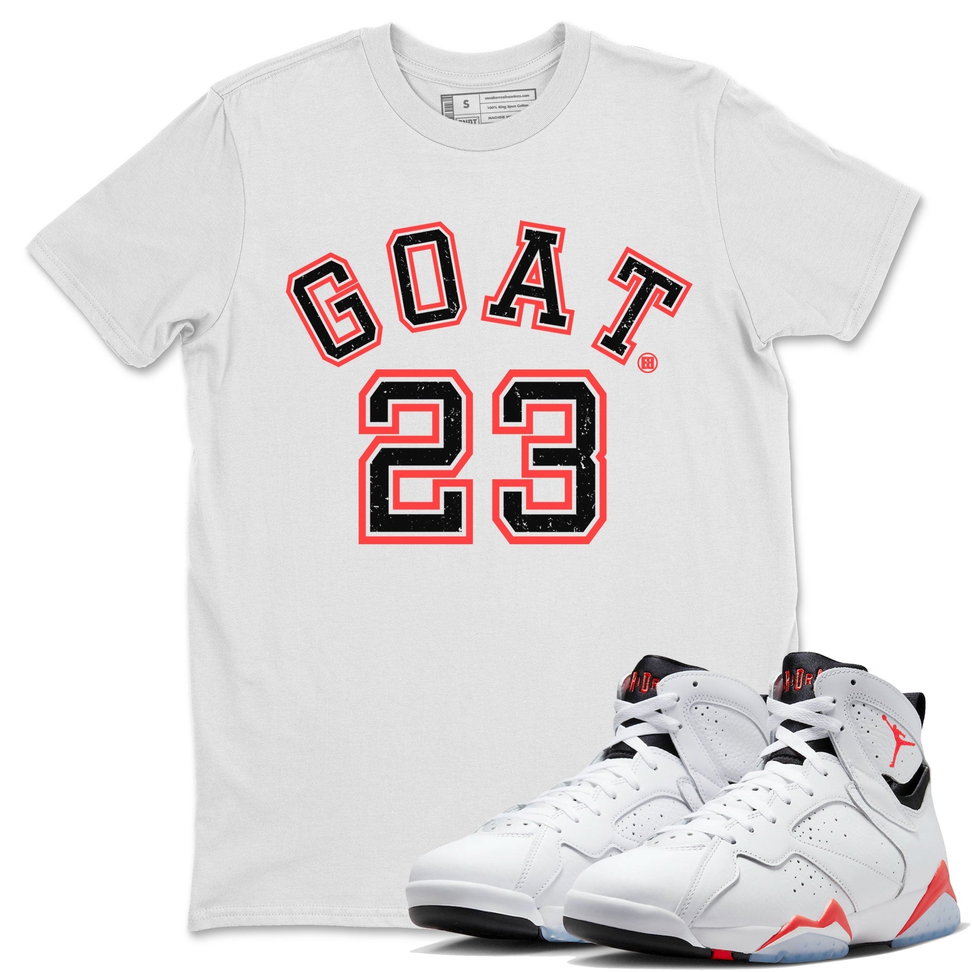 Air Jordan 7 White Infrared Sneaker Match Tees Goat 23 Streetwear Sneaker Shirt 7s White Infrared Drip Gear Zone Sneaker Matching Clothing Unisex Shirts White 1