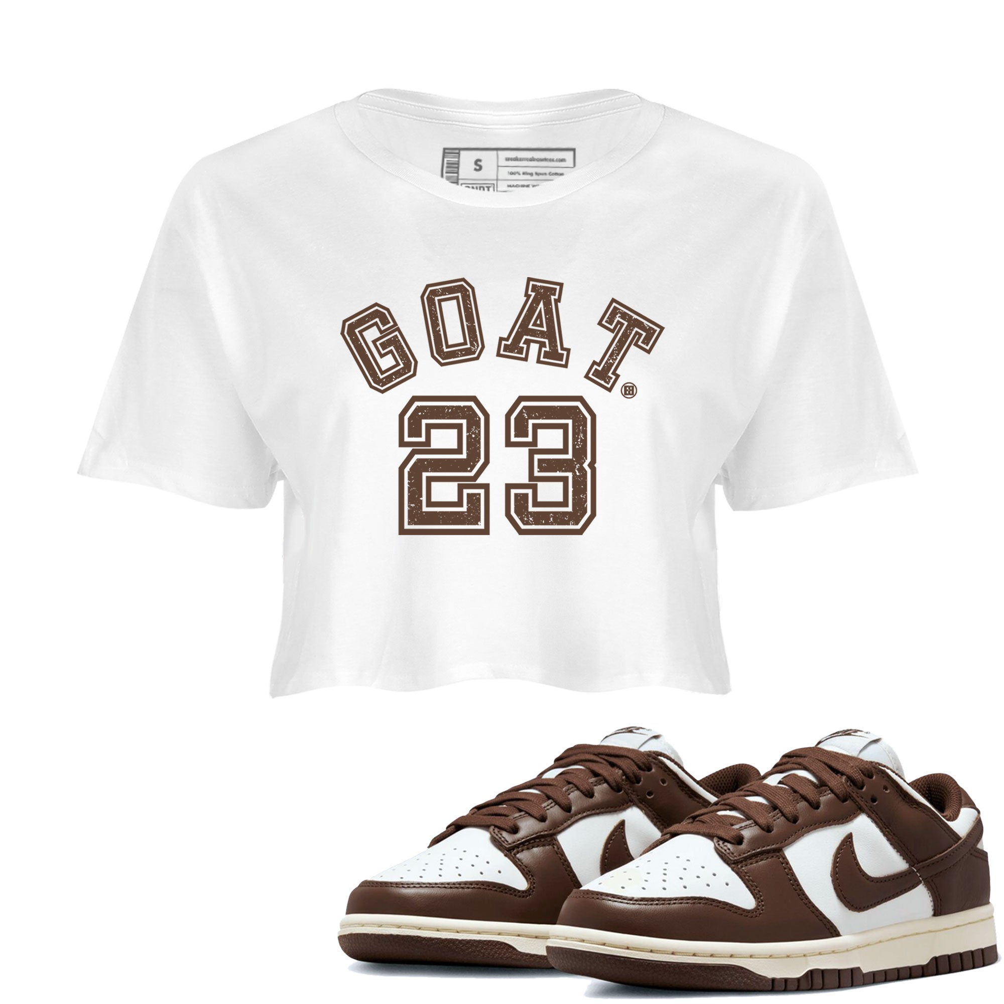 Dunk Low WMNS Cacao Wow sneaker sneaker shirt to match jordans Goat 23 sneaker match tees Dunk Cacao Wow Drip Gear Zone White 1 Crop T-Shirt