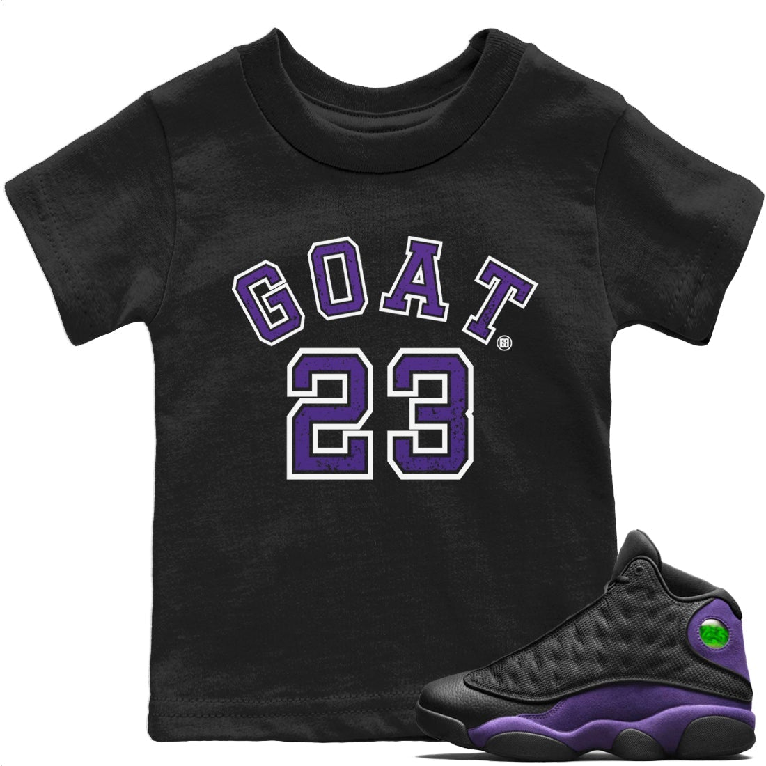 Jordan 13 Court Purple Sneaker Matching T-Shirt Goat 23 Sneaker Tees Jordan 13 Court Purple Sneaker Release Tees Kids Shirts