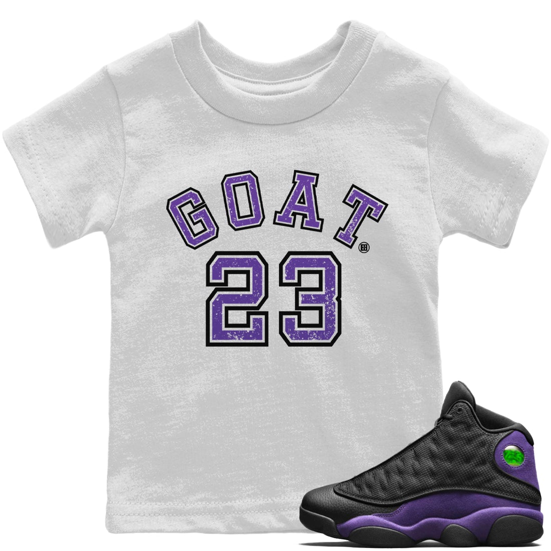 Jordan 13 Court Purple Sneaker Matching T-Shirt Goat 23 Sneaker Tees Jordan 13 Court Purple Sneaker Release Tees Kids Shirts