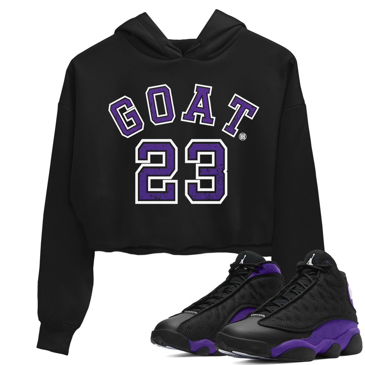 Jordan 13 Court Purple Sneaker Matching T-Shirt Goat 23 Sneaker Tees Jordan 13 Court Purple Sneaker Release Tees Women's Shirts