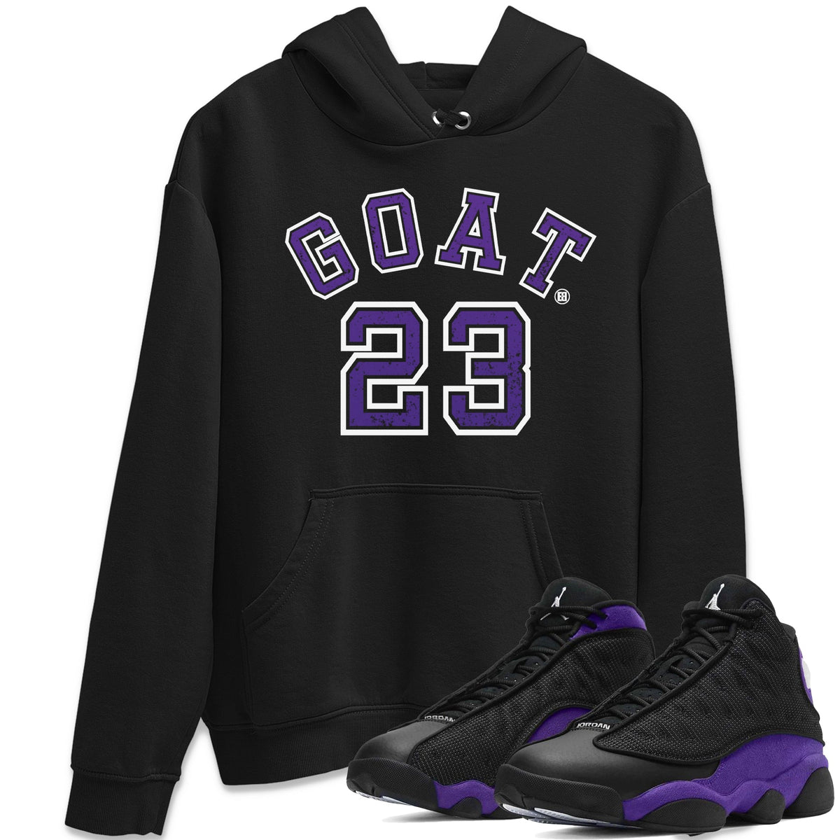 Jordan 13 Court Purple Sneaker Matching T-Shirt Goat 23 Sneaker Tees Jordan 13 Court Purple Sneaker Release Tees Crew Neck Tees