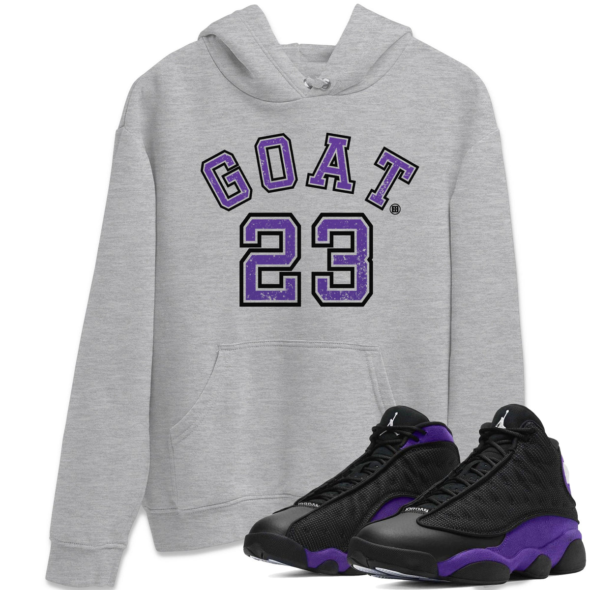 Jordan 13 Court Purple Sneaker Matching T-Shirt Goat 23 Sneaker Tees Jordan 13 Court Purple Sneaker Release Tees Crew Neck Tees